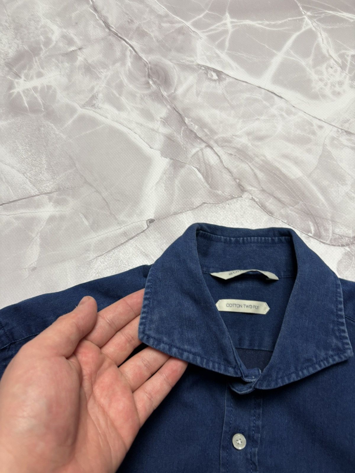 Designer Suitsupply Cotton Two Ply Shirt Blue Size S 38/15 Size US S / EU 44-46 / 1 - 4 Thumbnail