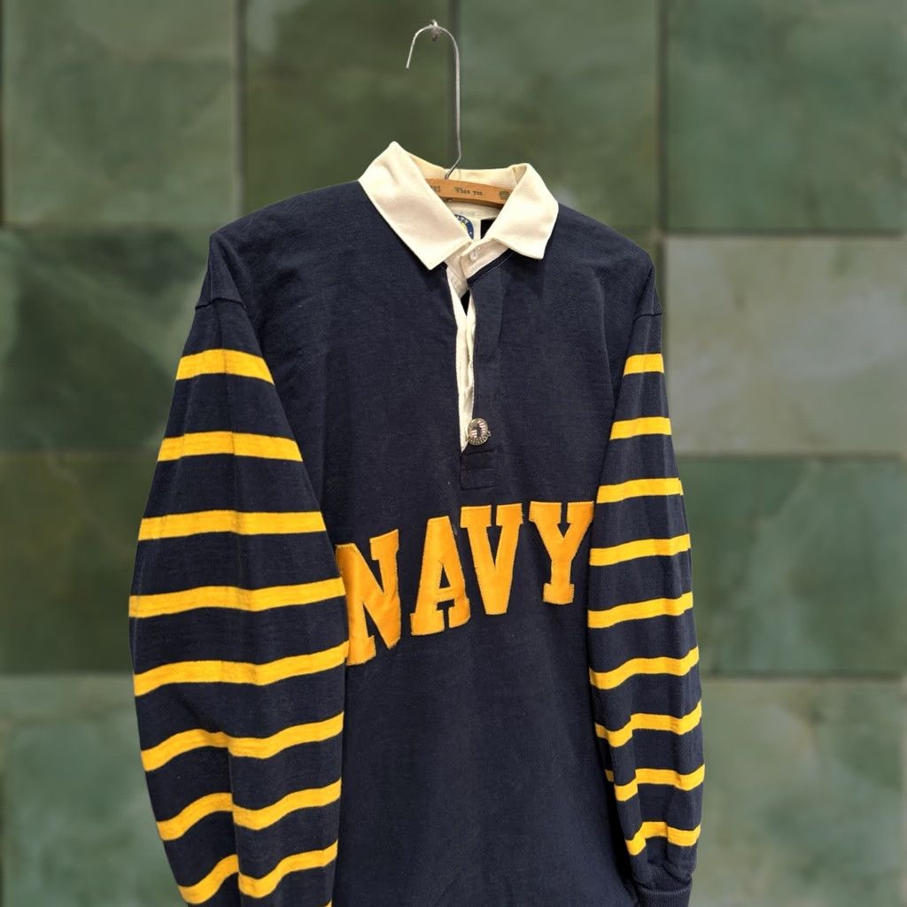 Vintage VINTAGE Varsity Rags Rugby Polo Shirt Men Large 90s Cotton Navy Blue Size US L / EU 52-54 / 3 - 1 Thumbnail