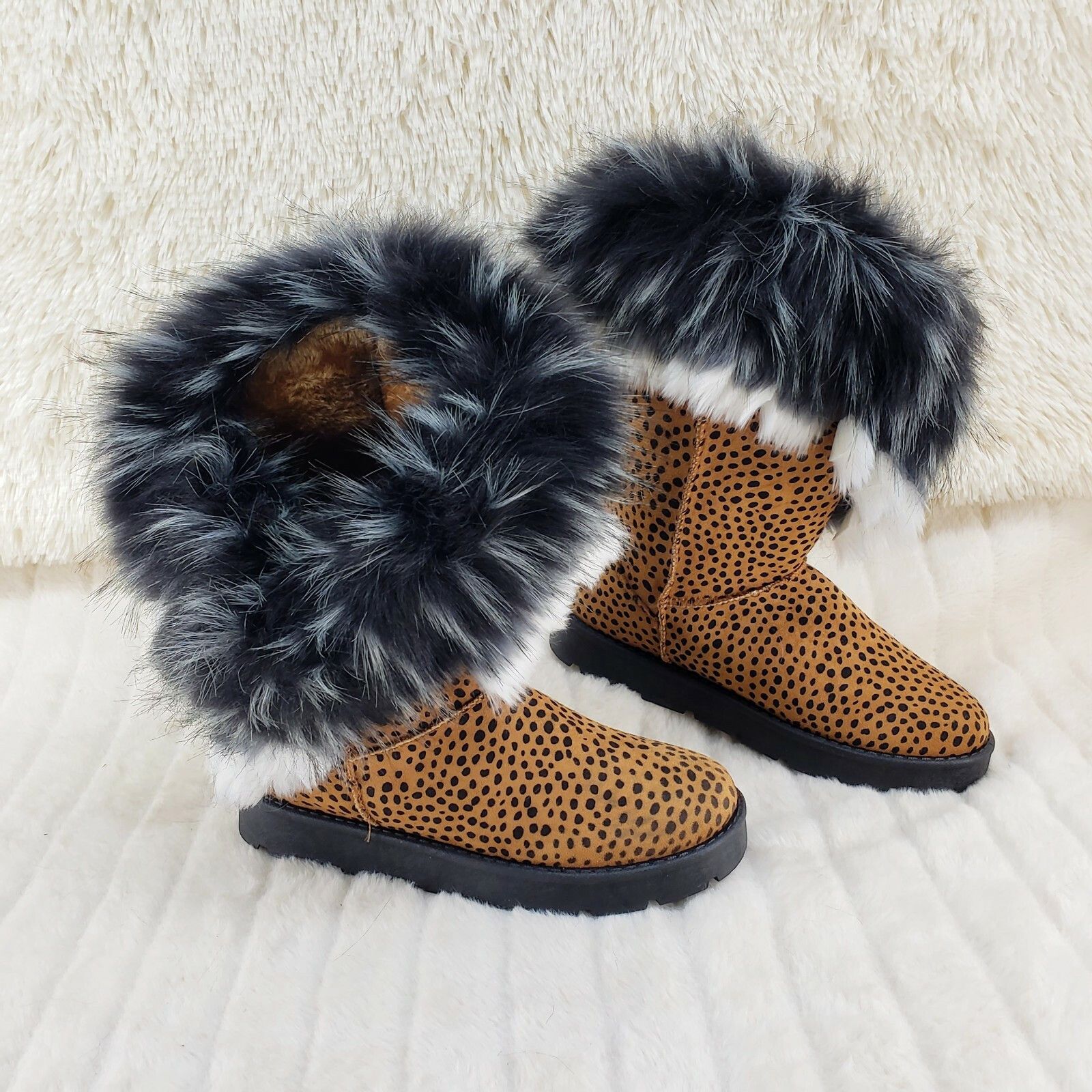 Other Chi Chi Cheetah Animal Print Faux Fur Thick Lined Winter Boo Size US 6 / IT 36 - 1 Thumbnail