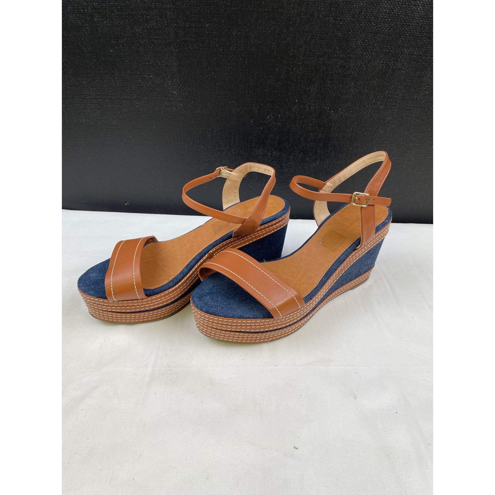 Other Rebecca Valenti Womens Tan&Blue Shoes/ Wedge Sandals Heel 3. Size US 8 / IT 38 - 2 Thumbnail