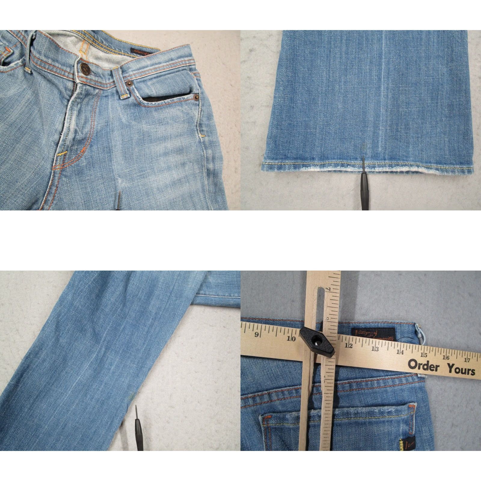 Citizens Of Humanity Citizens of Humanity Women's Blue Low Waist Flared Jeans Distressed Cotton Blend Size 28 Size 28" / US 6 / IT 42 - 8 Thumbnail
