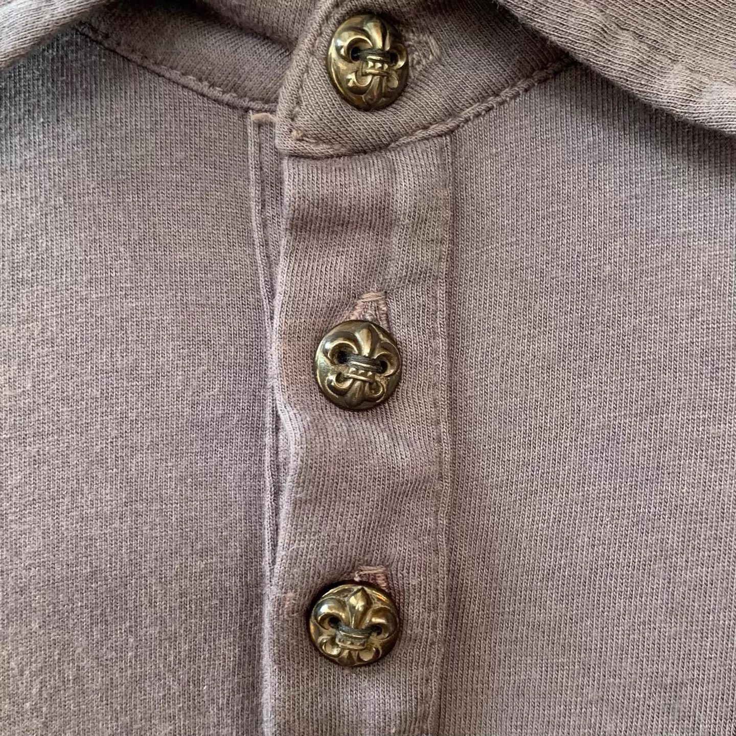 Chrome Hearts Chrome Hearts Gray 3 Silver T-bar Buttons Polo Short Tee Size US XL / EU 56 / 4 - 5 Thumbnail