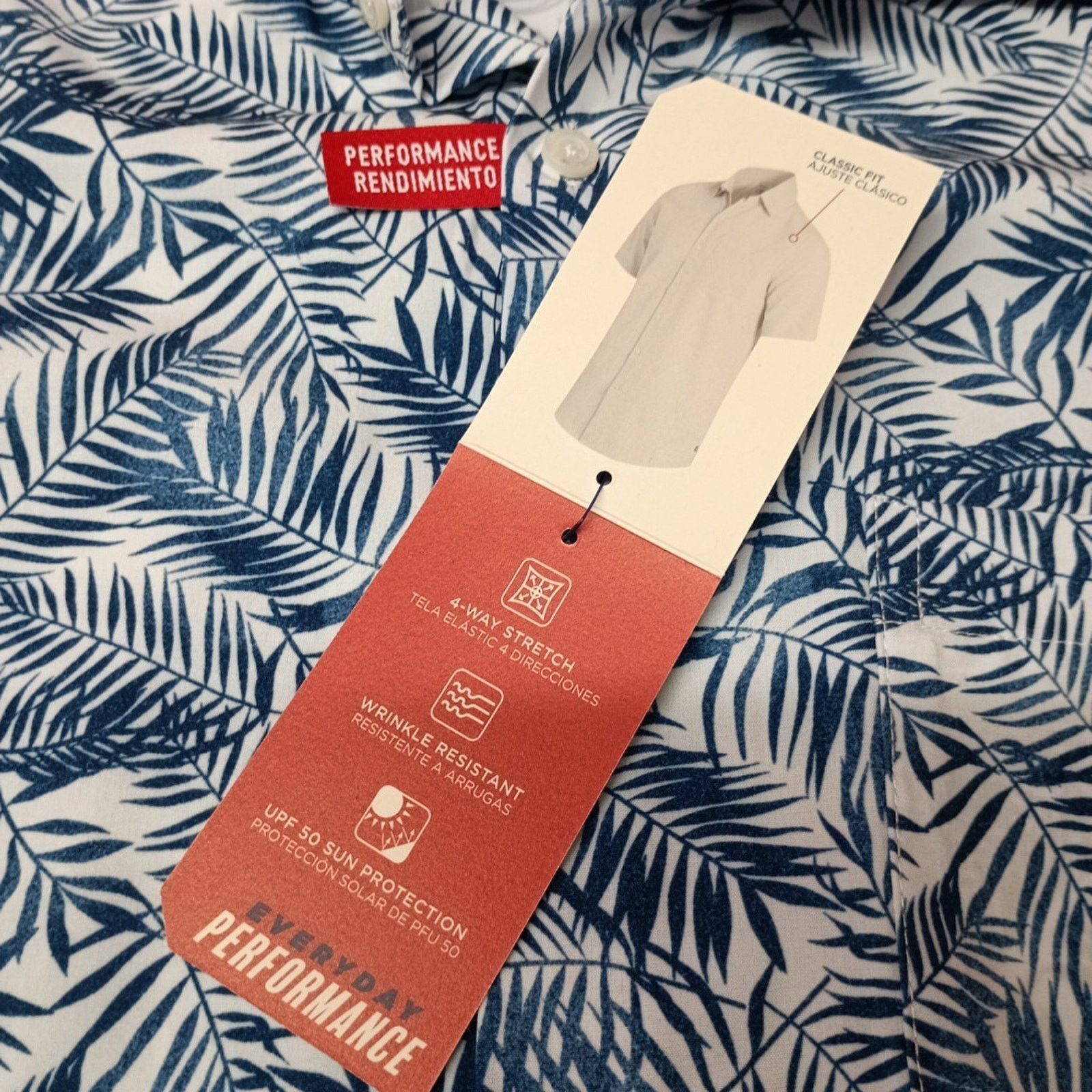 Chaps Chaps Everyday Performance Woven Shirt Men's M Blue Floral Size US M / EU 48-50 / 2 - 3 Thumbnail