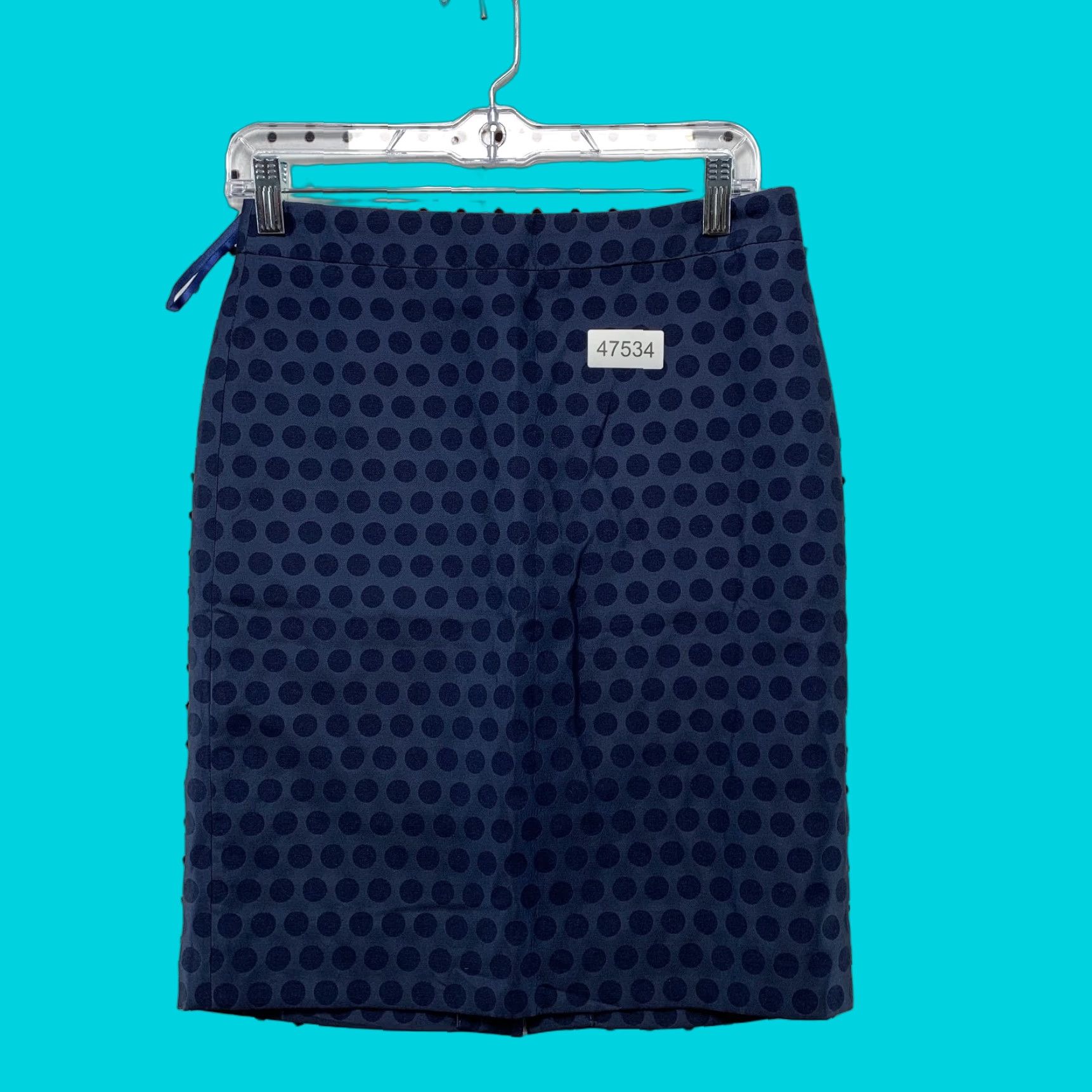 J.Crew J.CREW Pencil Skirt Womens 0 Blue Polka Dot Zip Back Lined Work School Business Size 25" / US 0 / IT 36 - 1 Thumbnail