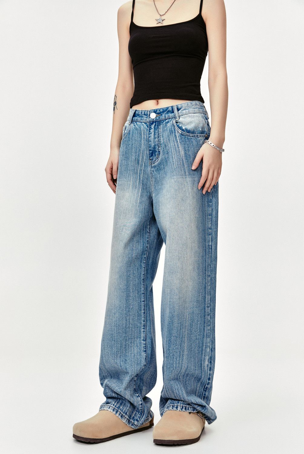 Japanese Brand Men's trendy retro washed oversized jeans Size US 32 / EU 48 - 4 Thumbnail