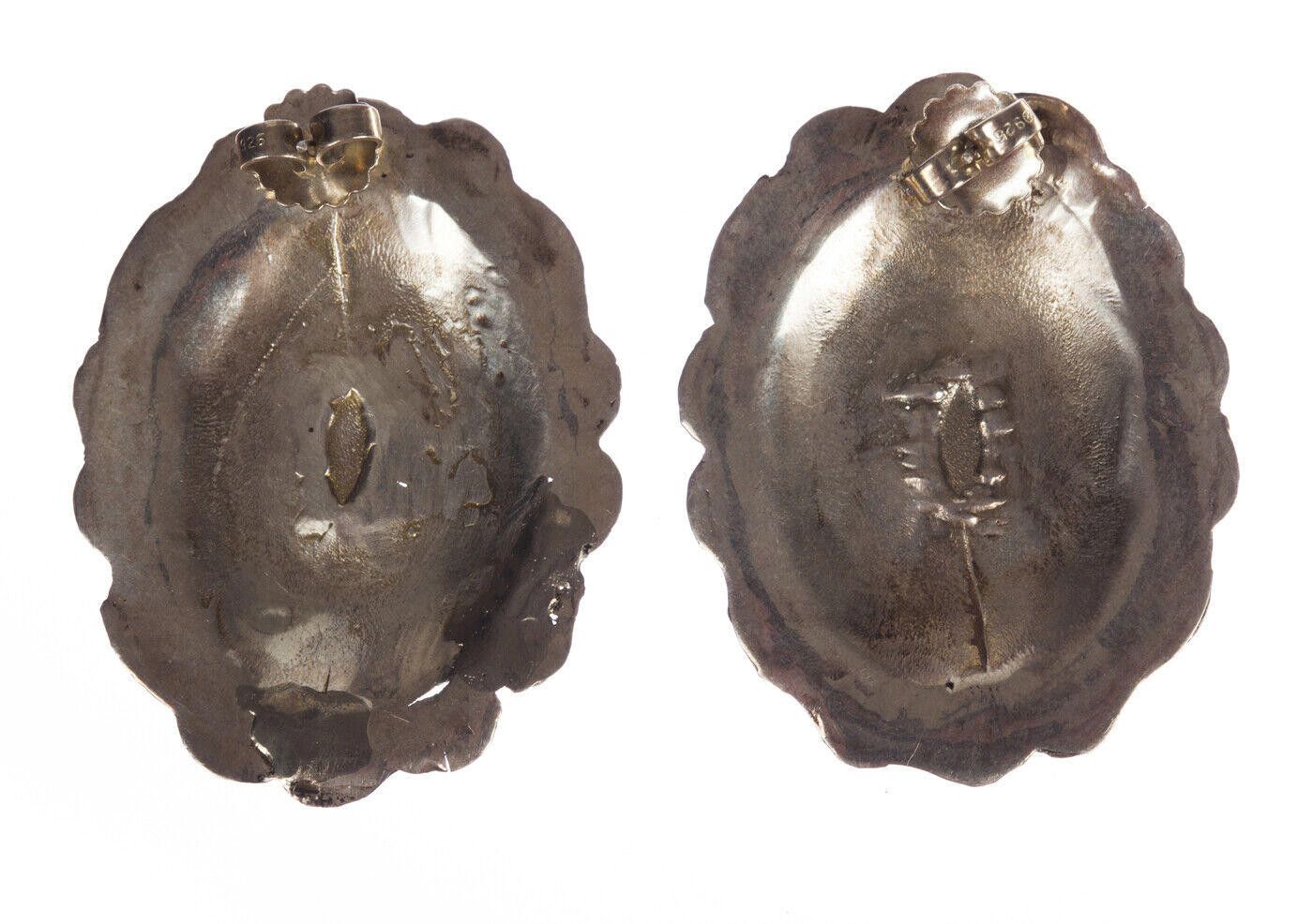 Designer Tribal Inspired Large Sterling Concho Earrings with Stamping Size ONE SIZE - 5 Thumbnail