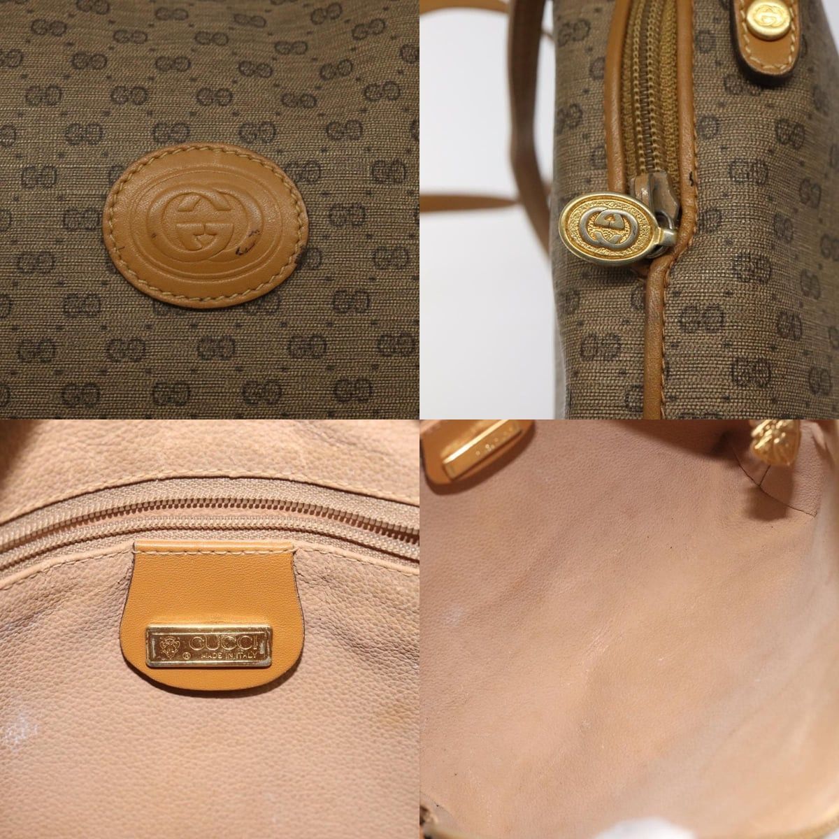 GUCCI Micro GG Supreme Shoulder Bag Pvc Brown Gold 007 115