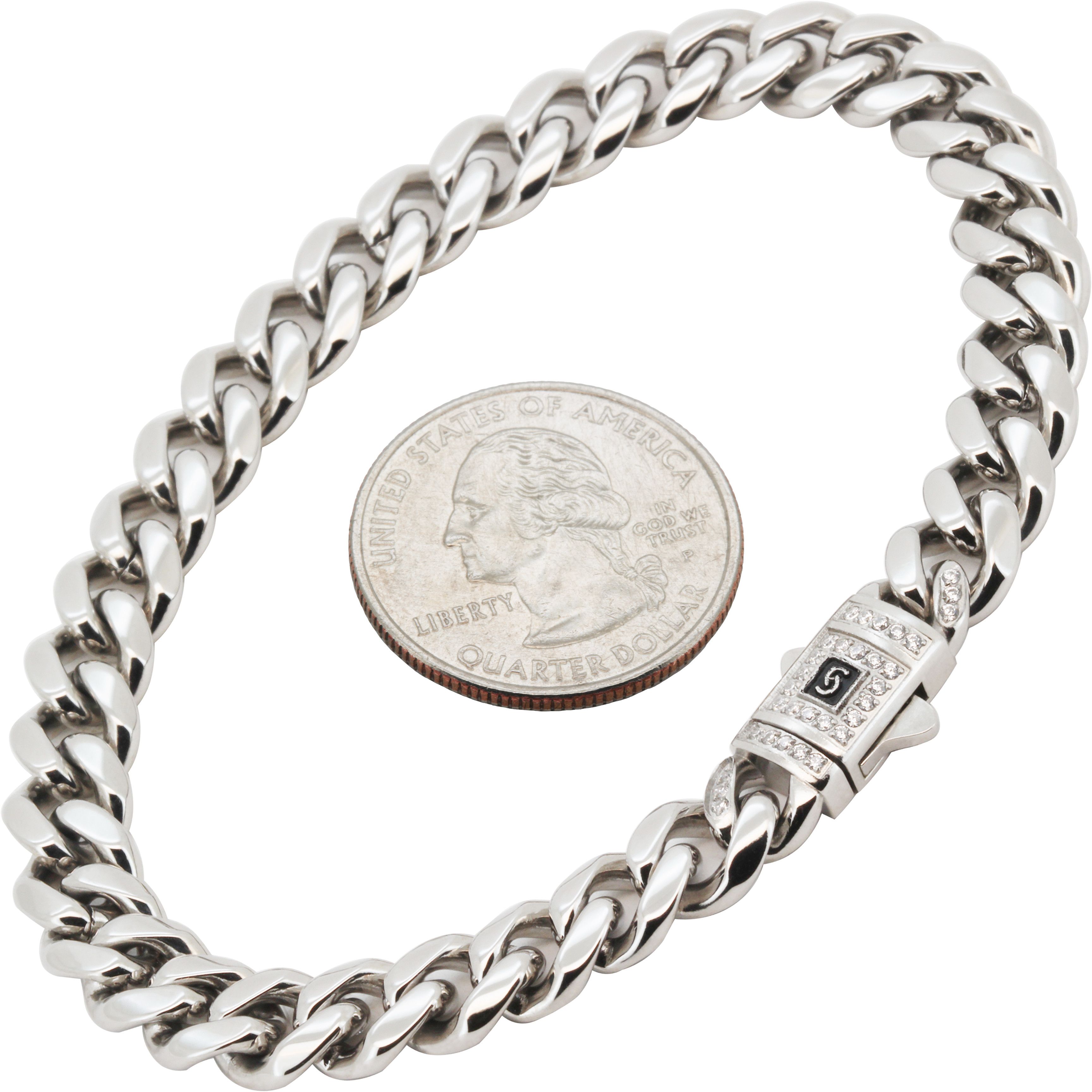Other 316L SS AAA CZ 8mm Miami Cuban Link Bracelet 7.5” Size ONE SIZE - 1 Thumbnail