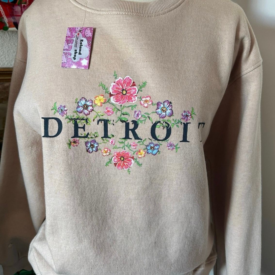 Dolls Kill daisy street beige tan detroit embroidered long sleeve shirt Size S / US 4 / IT 40 - 1 Thumbnail