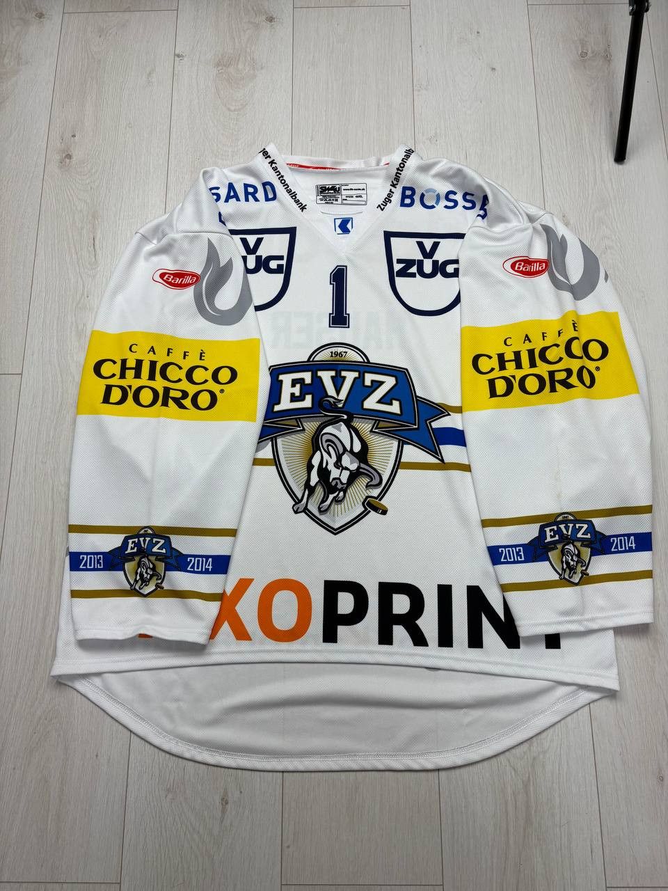 NHL EVZ Zug 2013/2014 Ice Hockey #1 HAUSER Size US XL / EU 56 / 4 - 6 Thumbnail