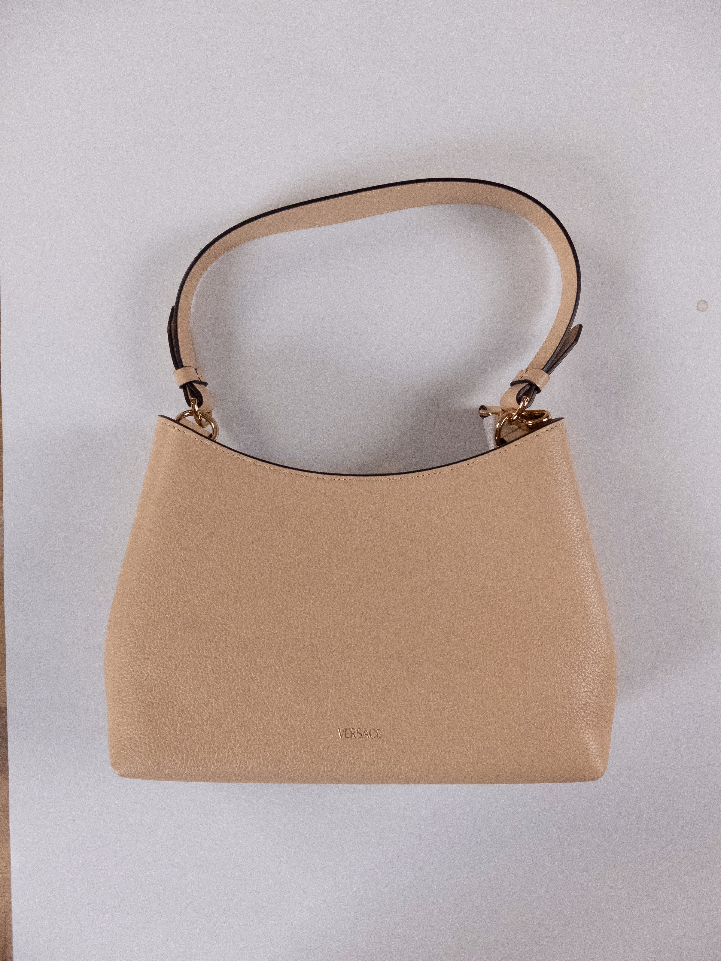 Versace VERSACE Virtus beige barocco V plaque leather shoulder bag Size ONE SIZE - 7 Thumbnail