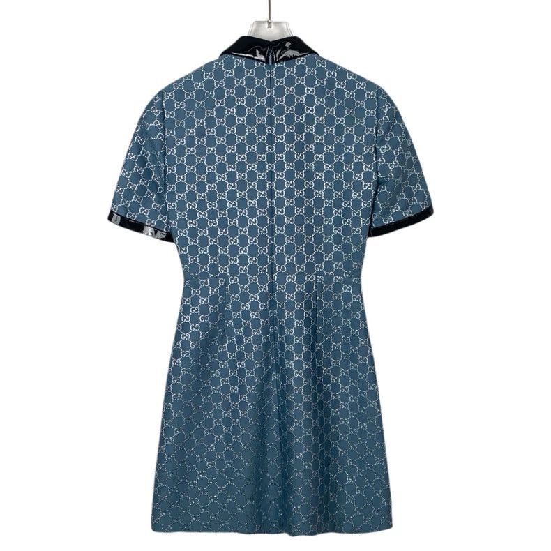 Gucci Gucci Blue logo old flower full print short-sleeved dress 2 Size XS / US 0-2 / IT 36-38 - 2 Thumbnail