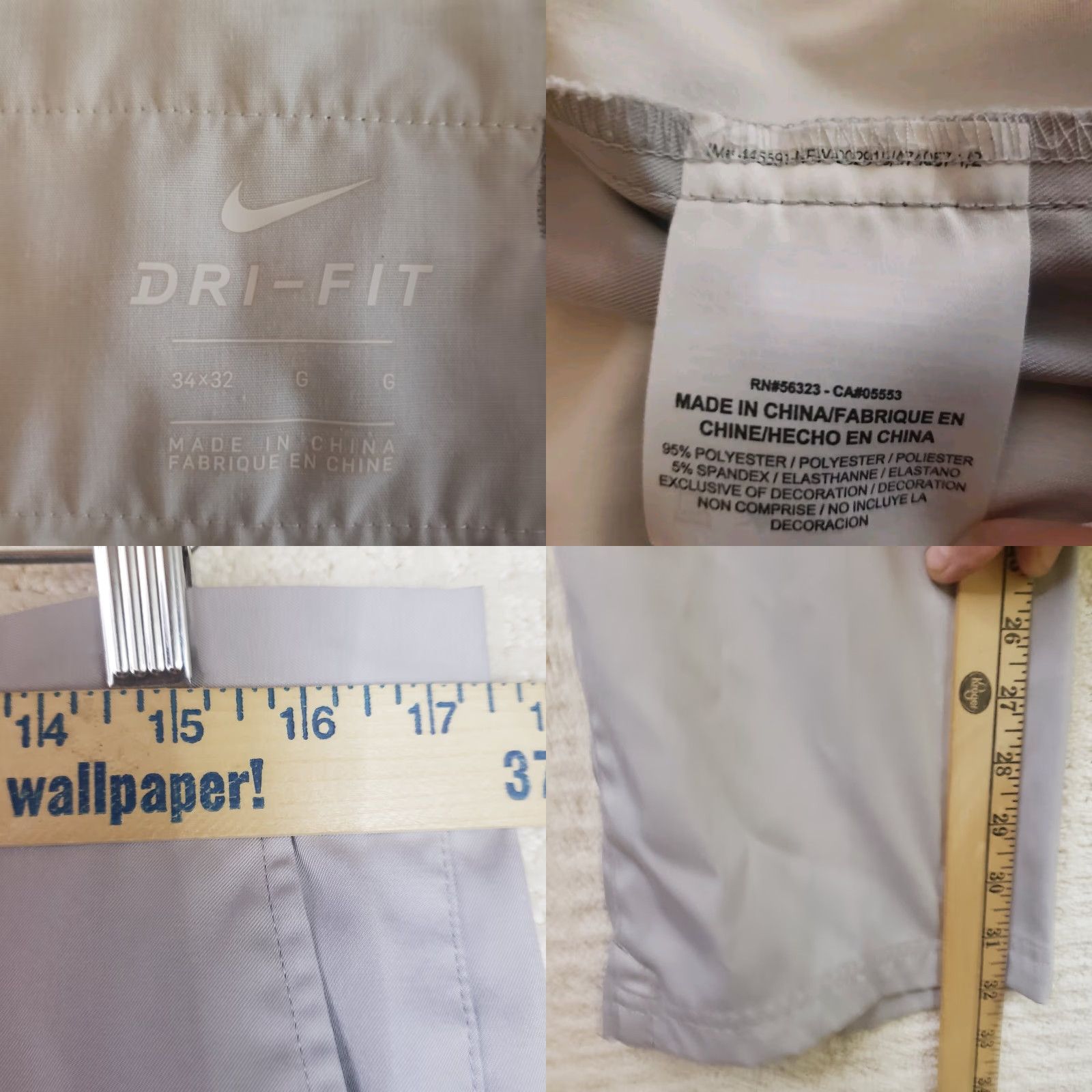 Nike Nike Dri-Fit Golf Pants Mens 34x32 Gray Flat Front Chino Slim Regular Waist 34 Inseam 32 Logo Button Pockets Size US 34 / EU 50 - 9 Thumbnail