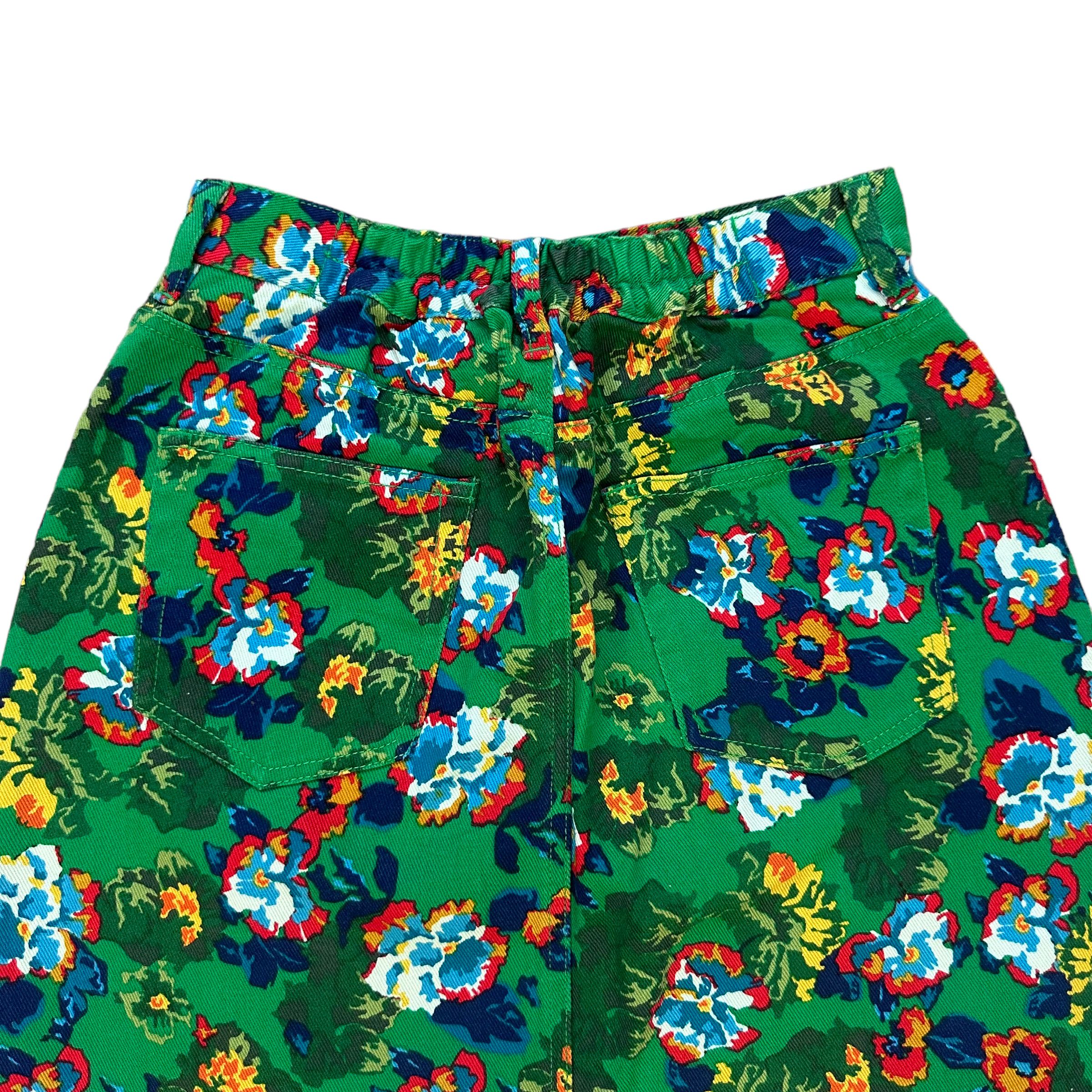 Japanese Brand FLOWERS FULLPRINT / OVERPRINT DENIM MINI SKIRT #8652-019 Size 24" / US 00 / IT 34 - 8 Thumbnail