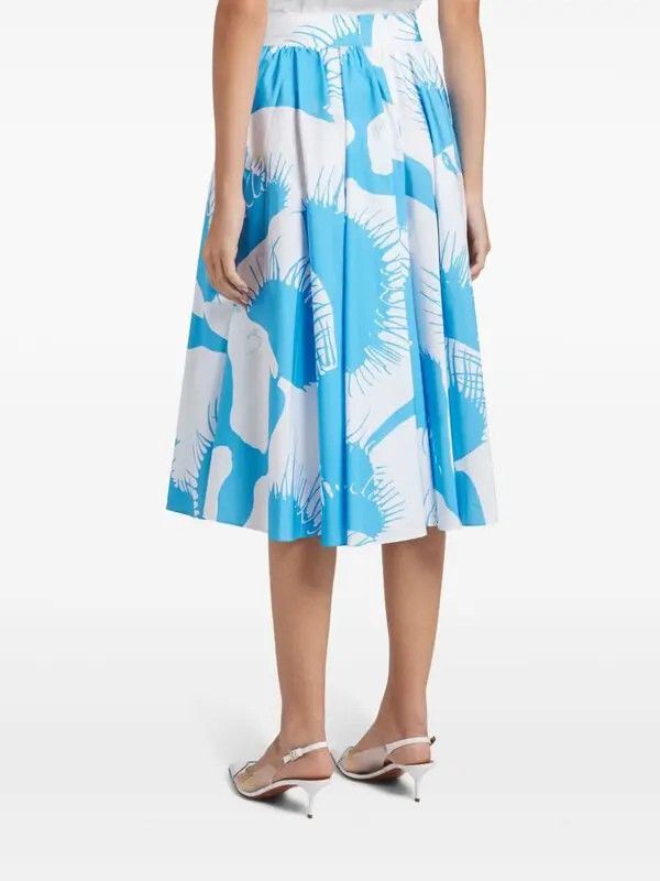 Salvatore Ferragamo o1s1rm0126 Venus Graphic-print Cotton Skirt in Blue/White Size 27" / US 4 / IT 40 - 4 Thumbnail