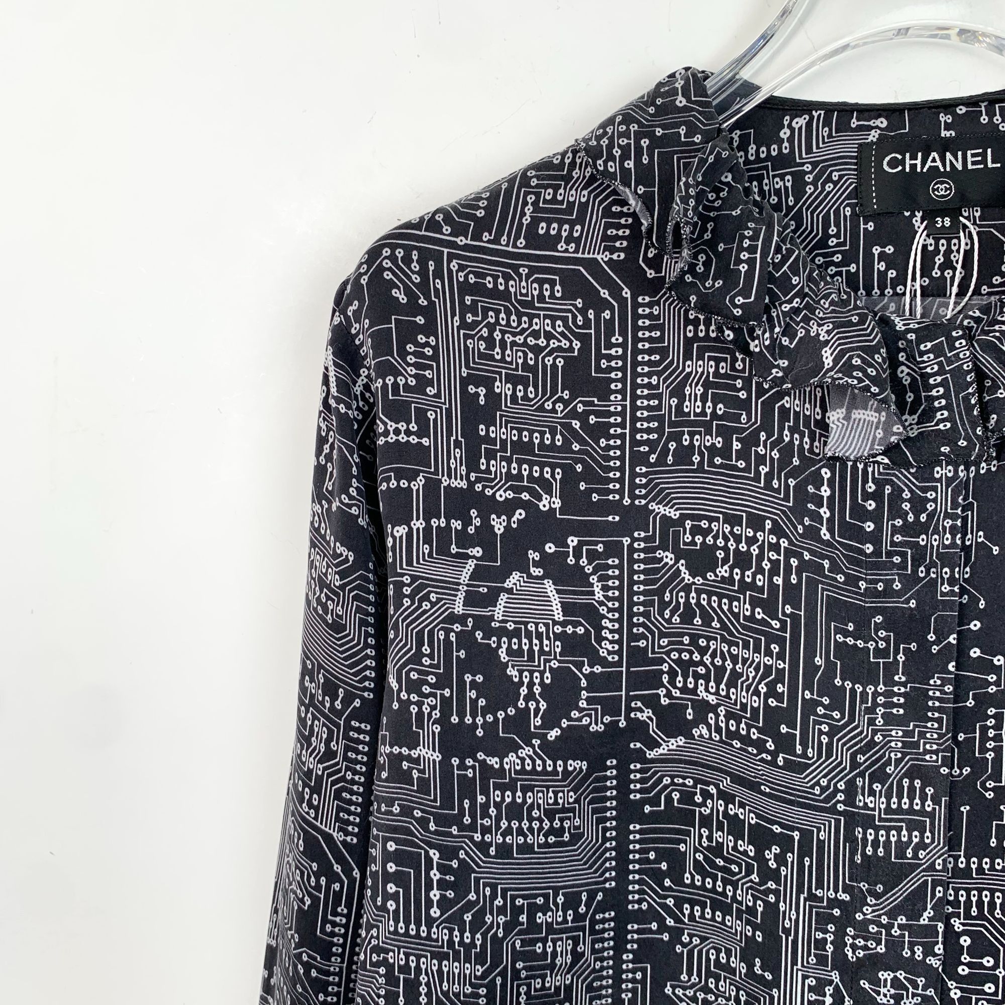 Chanel Chanel Black Circuit Board Print Silk Shirt Size 38 S Made I Size S / US 4 / IT 40 - 6 Thumbnail
