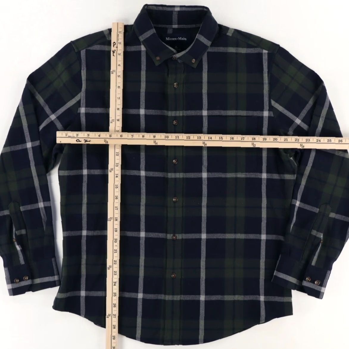 Mizzen+Main Mizzen + Main City Flannel Stretch Button Up Shirt Green Men's XL Size US XL / EU 56 / 4 - 3 Thumbnail