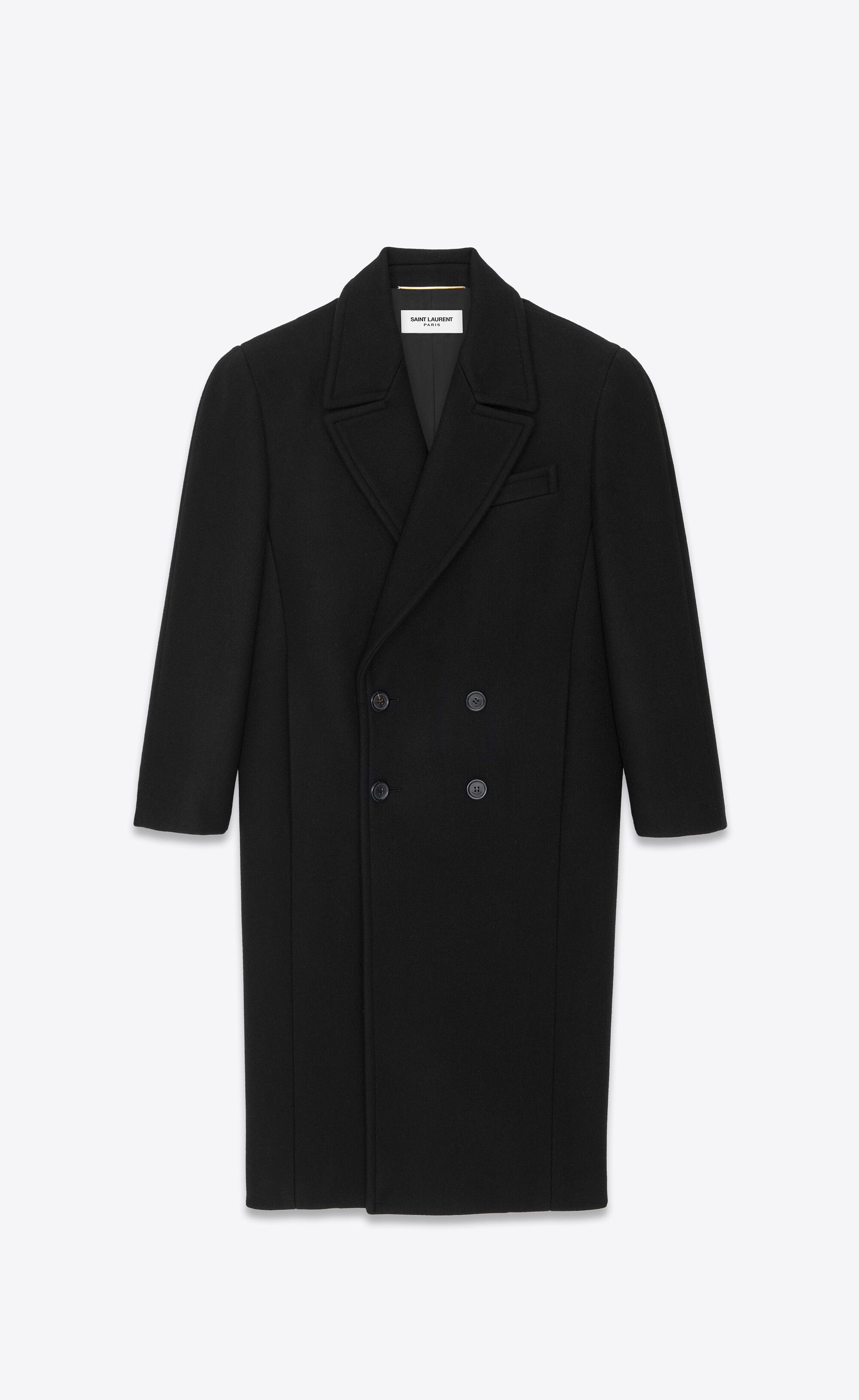 Saint Laurent Paris o1s1wg110225 720117 Double-Breasted Coat Cashmere in Black Size XS / US 0-2 / IT 36-38 - 1 Thumbnail