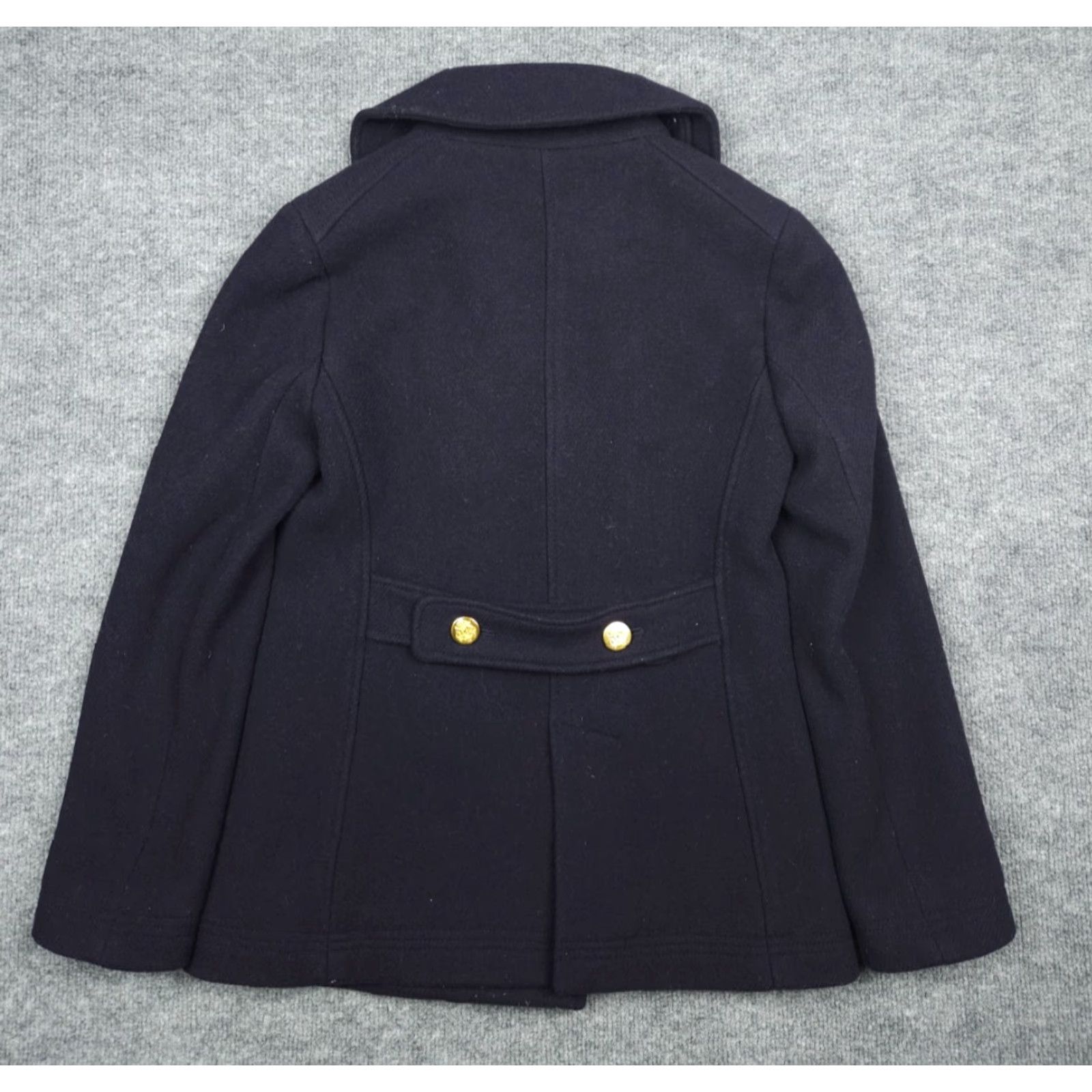 J.Crew J.CREW Stadium Cloth Pea Coat Womens 4 Navy Wool Double Breasted Size S / US 4 / IT 40 - 3 Thumbnail