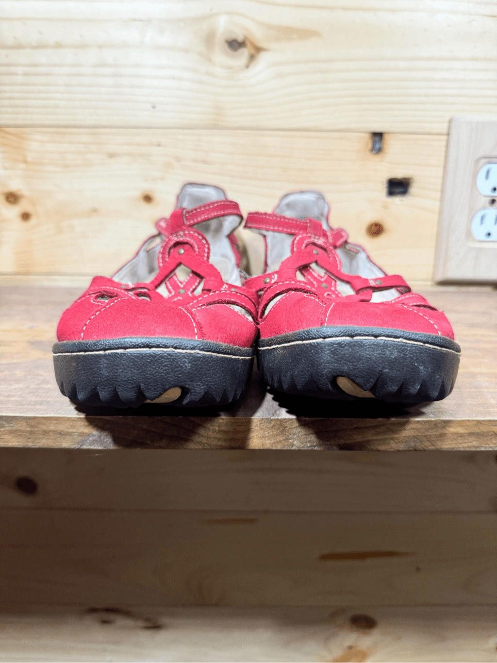 Designer Jambu Women's Size 9.5 Spain Red Leather Mary Jane Sandals Size US 9.5 / IT 39.5 - 3 Thumbnail