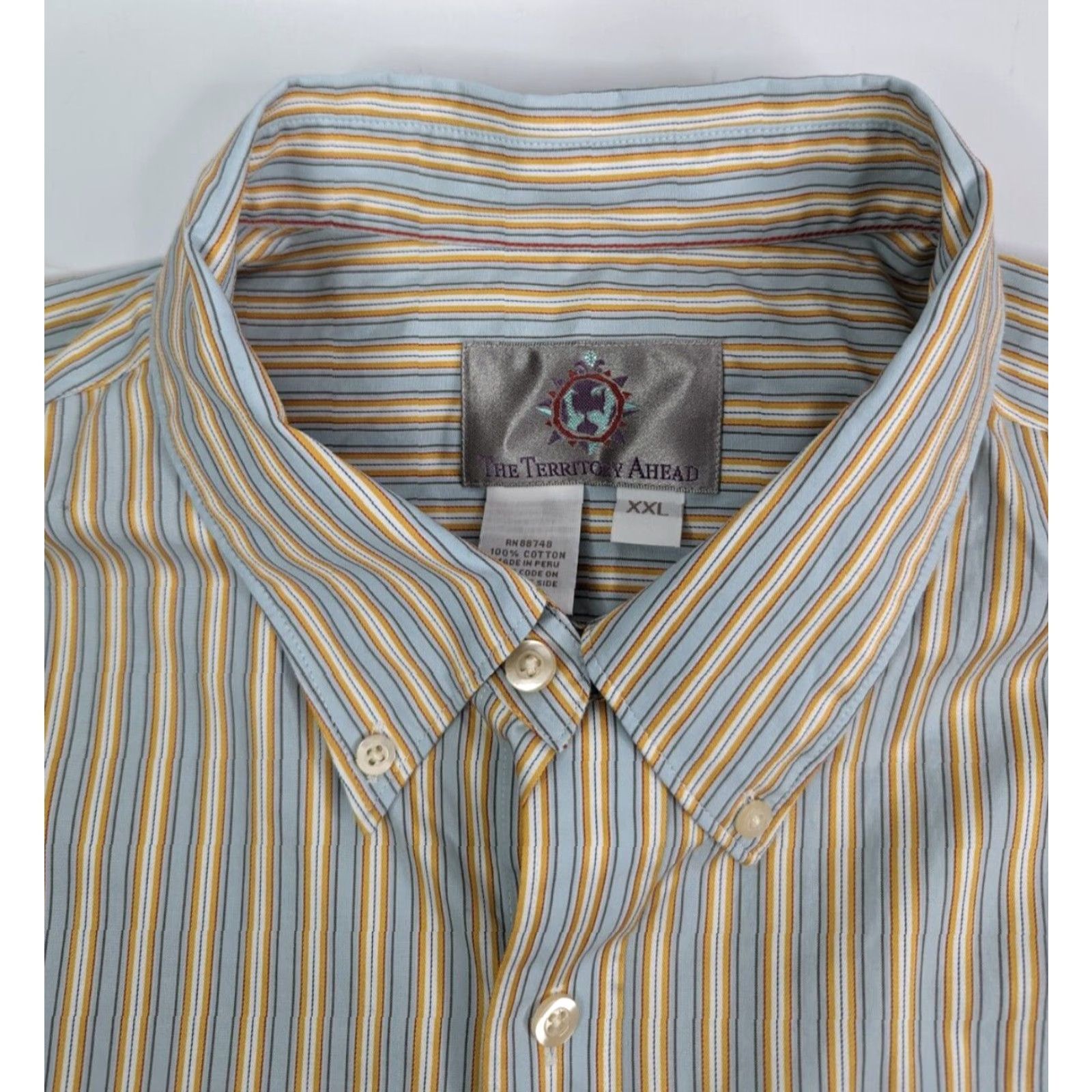 The Territory Ahead Territory Ahead Striped Long Sleeve Button Down Shirt Men 2XL Cotton Multicolor Size US XXL / EU 58 / 5 - 7 Thumbnail