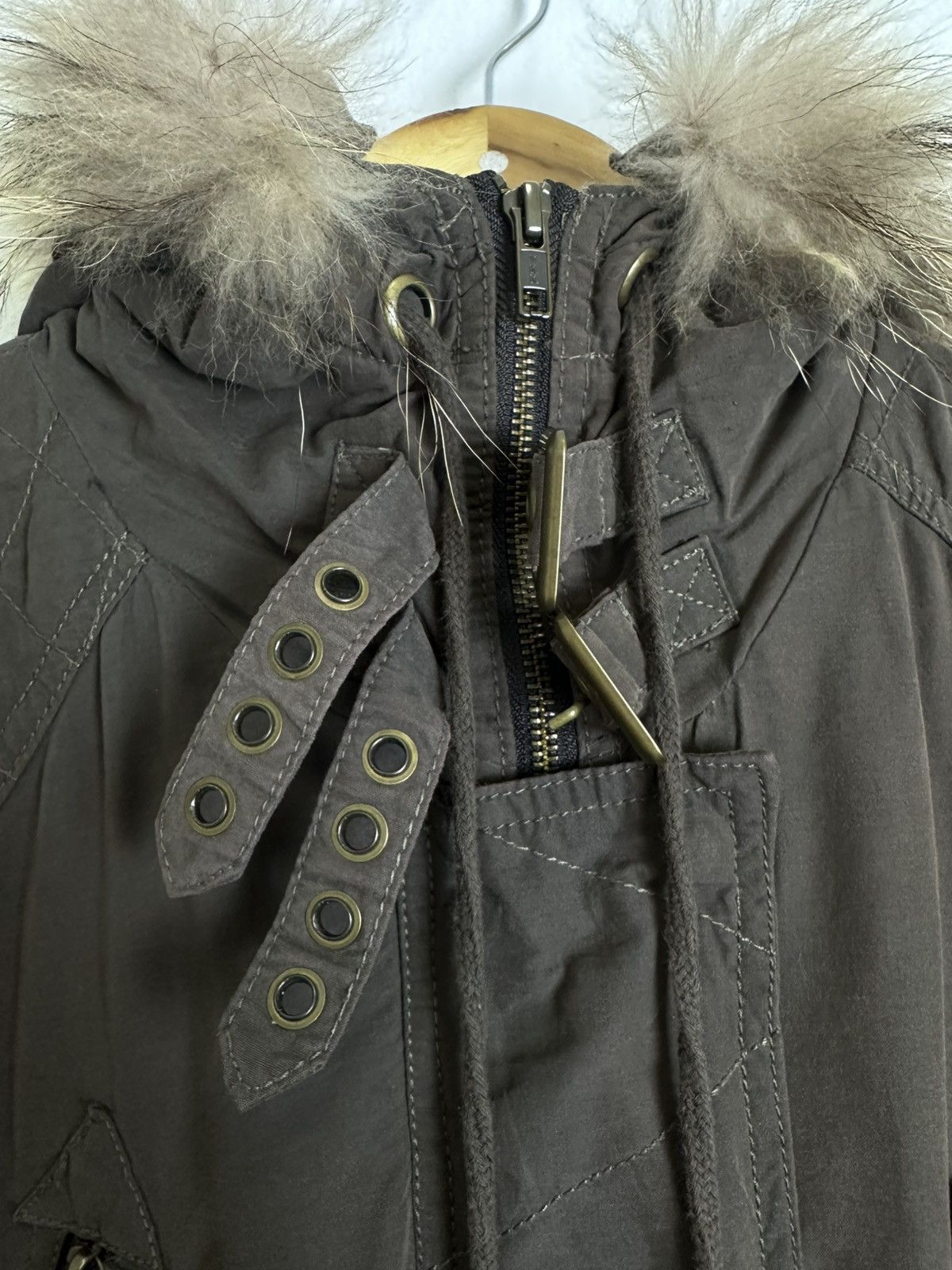 Le Grande Bleu (L.G.B.) 00’s Sorridere Multiple Pocket Fur Hoodie Parachute Jacket Size US M / EU 48-50 / 2 - 8 Thumbnail