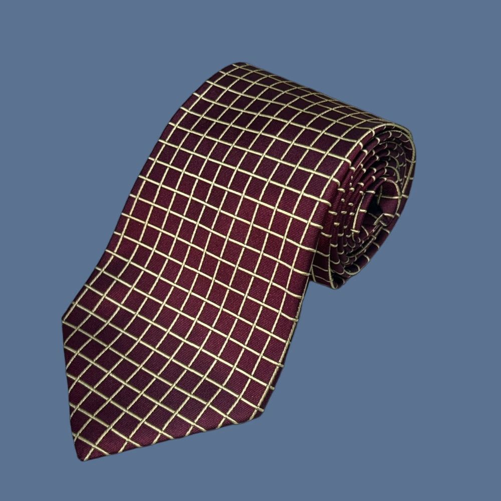 Brooks Brothers Brooks Brothers Makers Maroon Gold Check Silk Neck Tie USA 57 X 3.5 Men Tie One Size Red Silk Logo Vintage No Size ONE SIZE - 1 Thumbnail