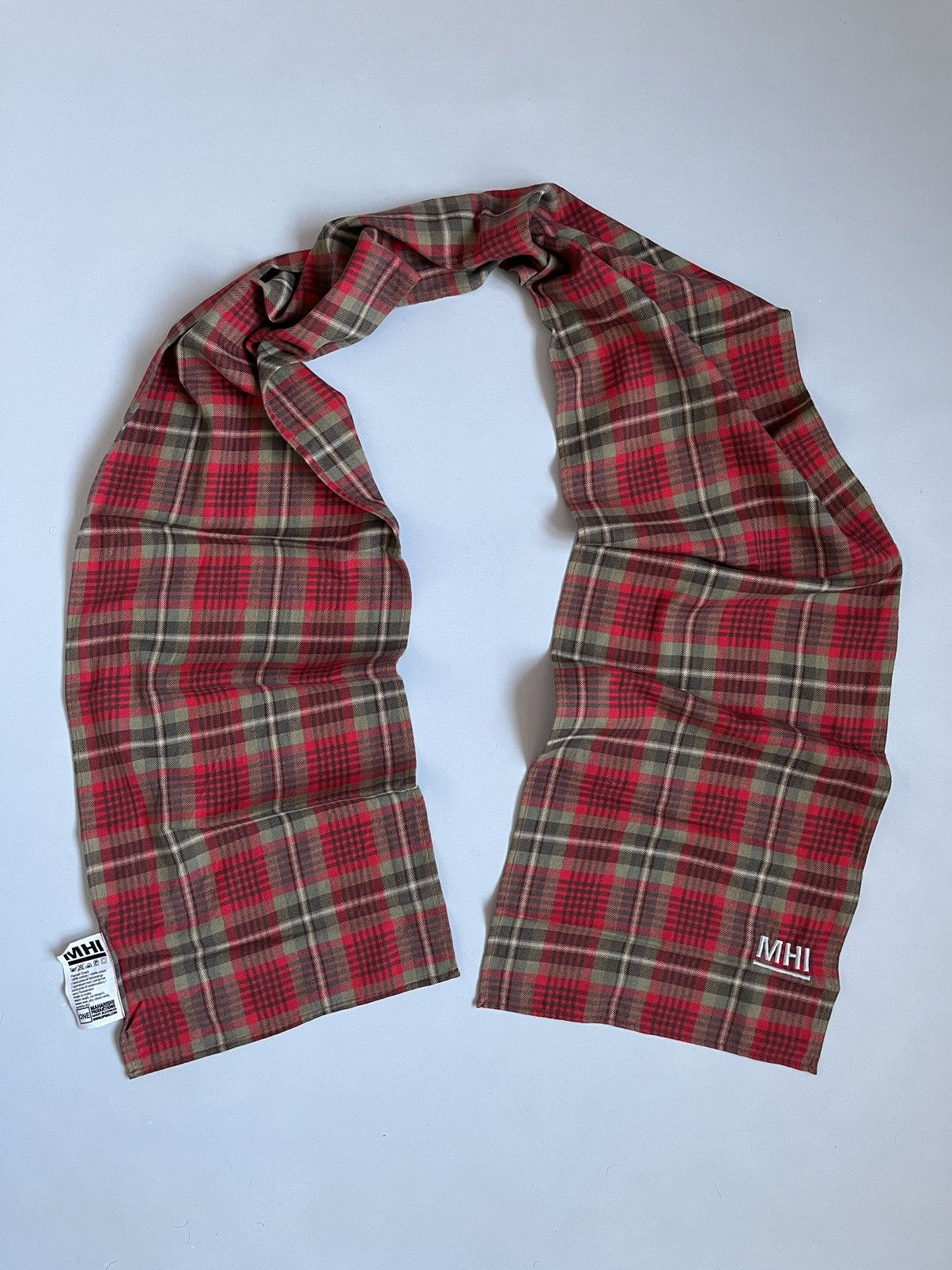 Designer × Japanese Brand × Maharishi Maharishi Unisex Red Plaid Cotton Scarf Size ONE SIZE - 1 Thumbnail