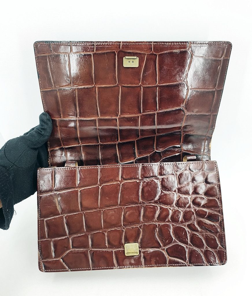 Jean Paul Gaultier JEAN PAUL GAULTIER Brown Croc embossed clutch sling bag Size ONE SIZE - 5 Thumbnail