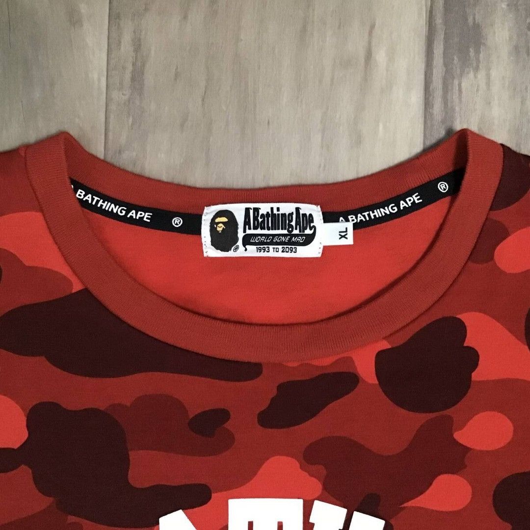 Bape BAPE Red camo college logo T-shirt a bathing ape Size US XL / EU 56 / 4 - 4 Thumbnail