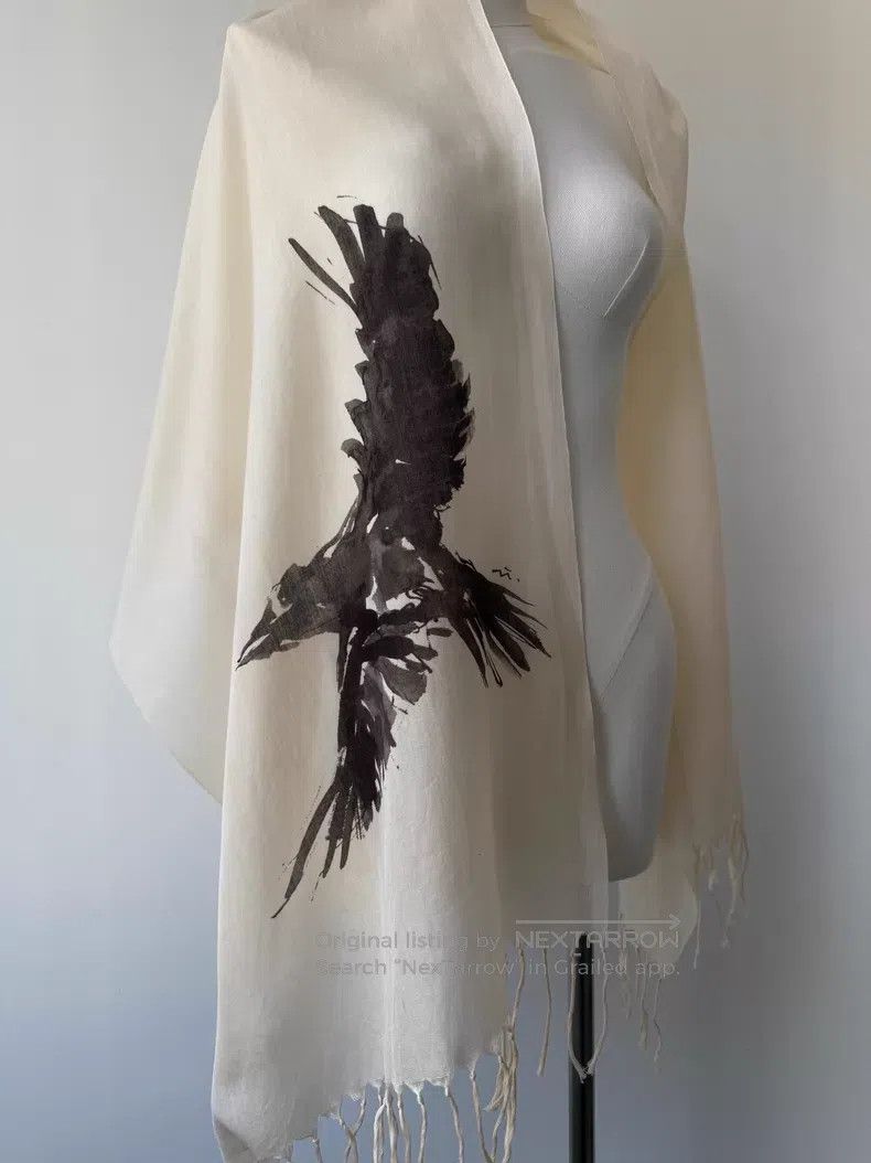 Yohji Yamamoto Yohji Yamamoto 06SS Ink Crow Shawl Scarf Size ONE SIZE - 3 Thumbnail