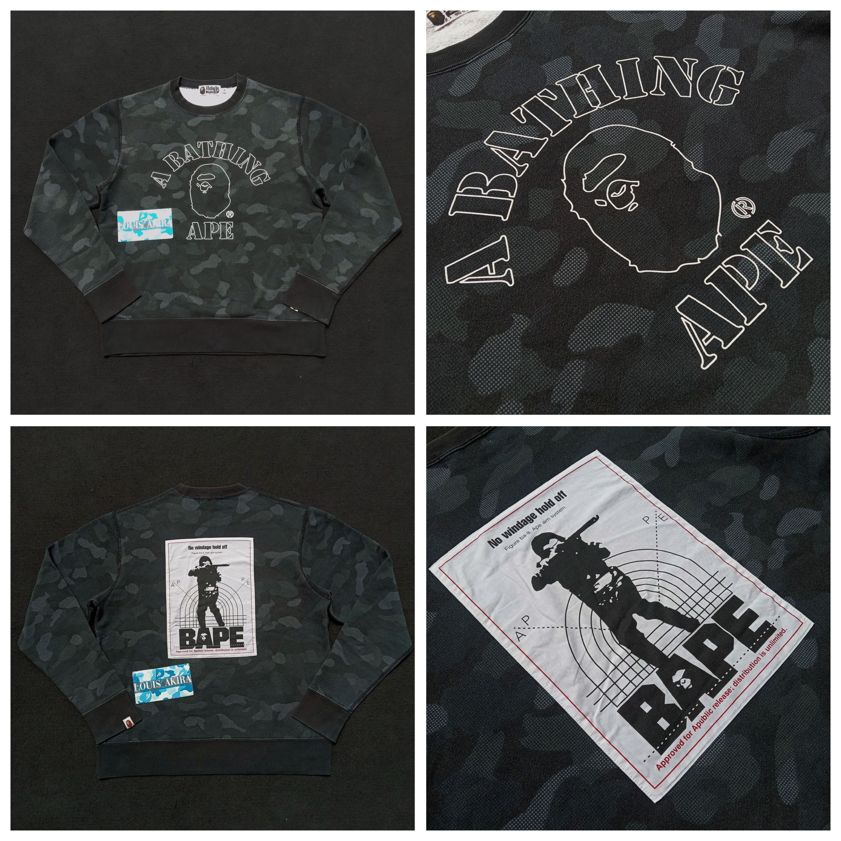 image of Bape Dot Camo College Wide Crewneck (2017) in Black, Men's (Size Medium)
