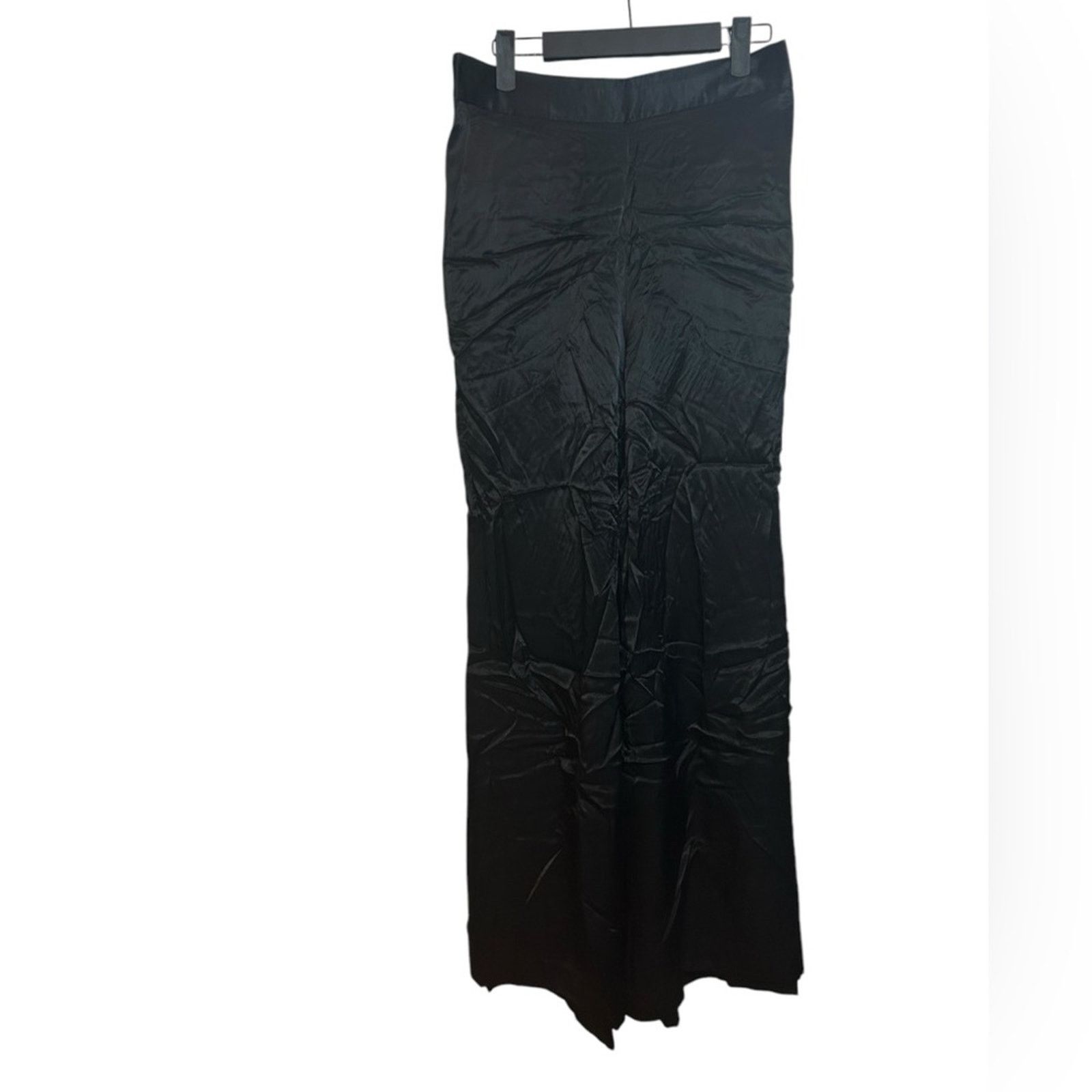 Express Express Black Satin High Waisted Flare High Slit Pants Size 27" / US 4 / IT 40 - 1 Thumbnail