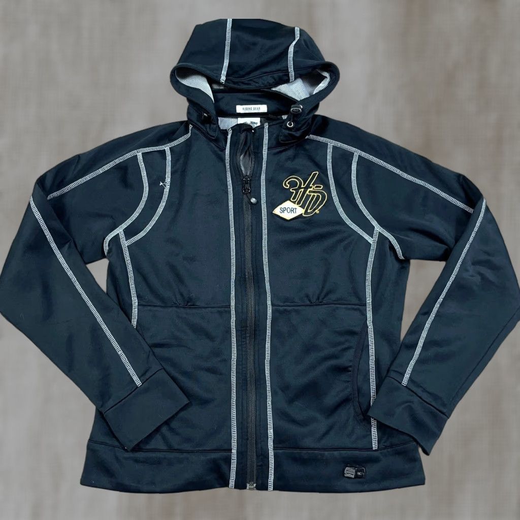 Harley Davidson Harley-Davidson Jacket Women Medium Black Soft Shell Hooded Zip Full Zip Hoodie Size L / US 10 / IT 46 - 1 Thumbnail