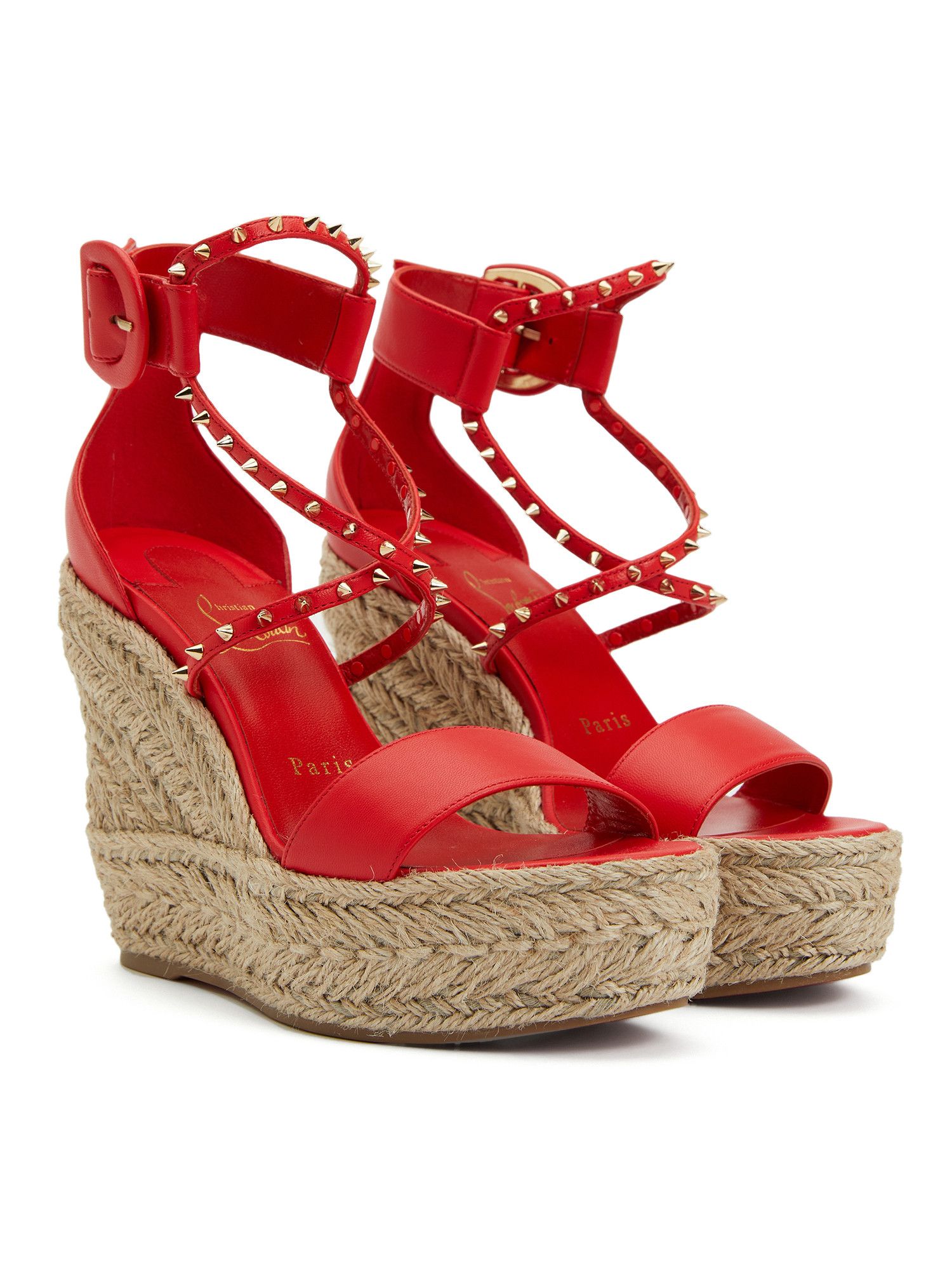 Christian Louboutin CHRISTIAN LOUBOUTIN Chocazeppa Spikes red espadrille sandals Size US 11 / IT 41 - 1 Thumbnail