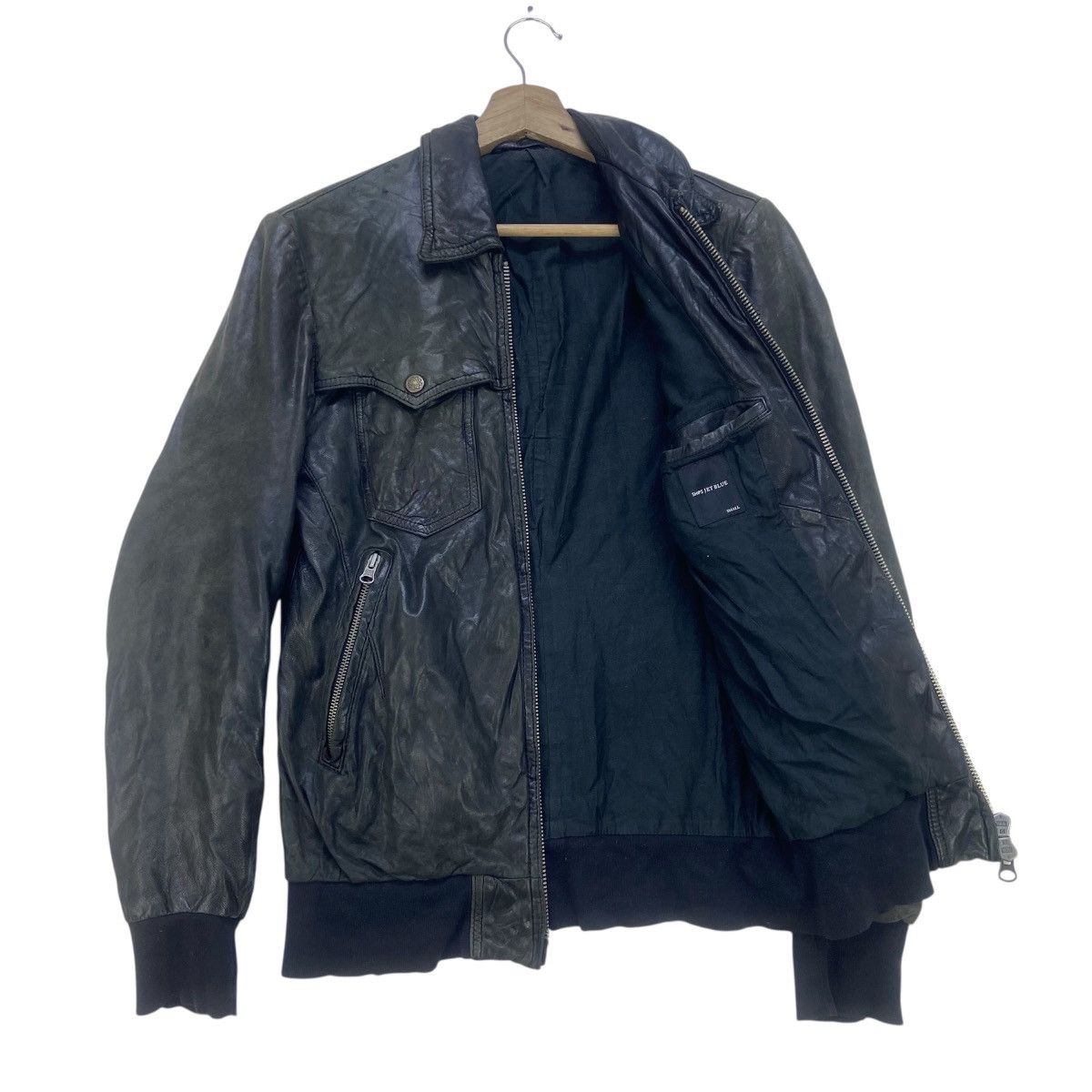 Ships Jet Blue Japanese Brand Ships Jet Blue Sheepskin Leather Jacket Size US XS / EU 42 / 0 - 2 Thumbnail