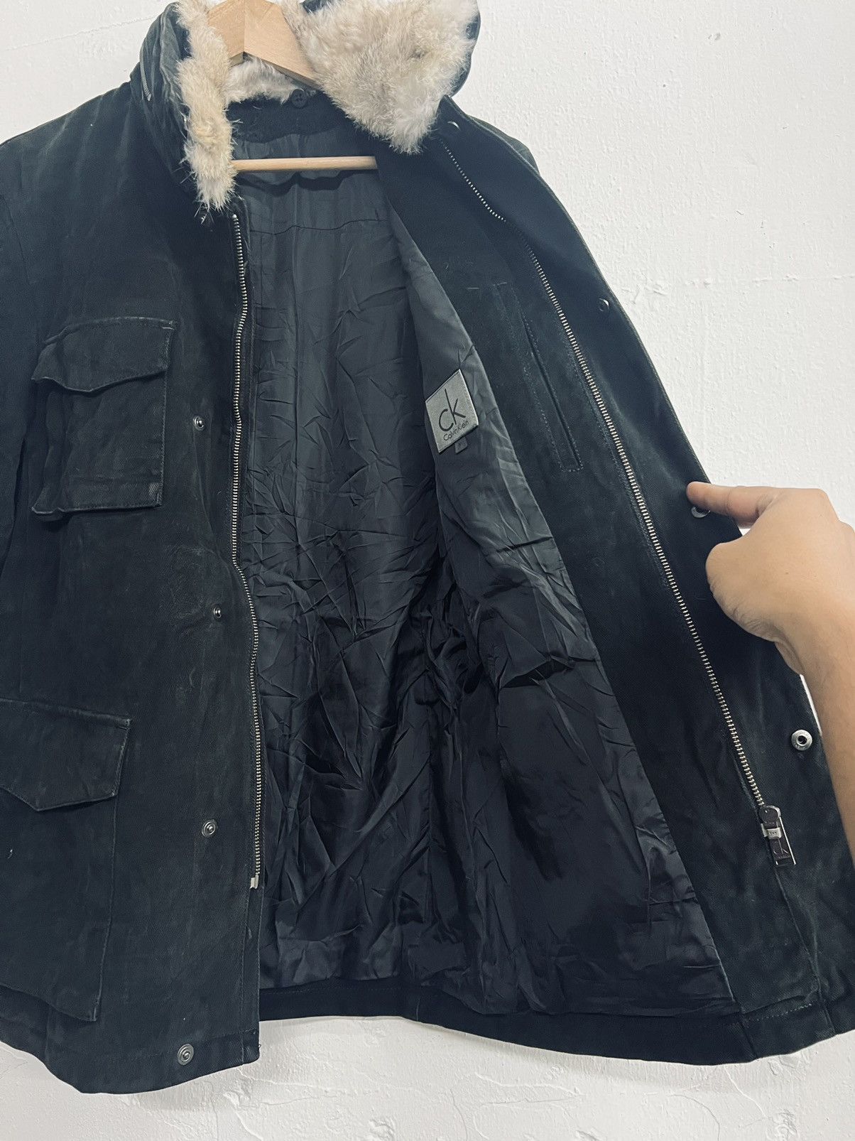 Calvin Klein × Calvin Klein 205W39NYC Vintage Calvin Klein Denim Chore Fur Jacket Size US M / EU 48-50 / 2 - 12 Thumbnail