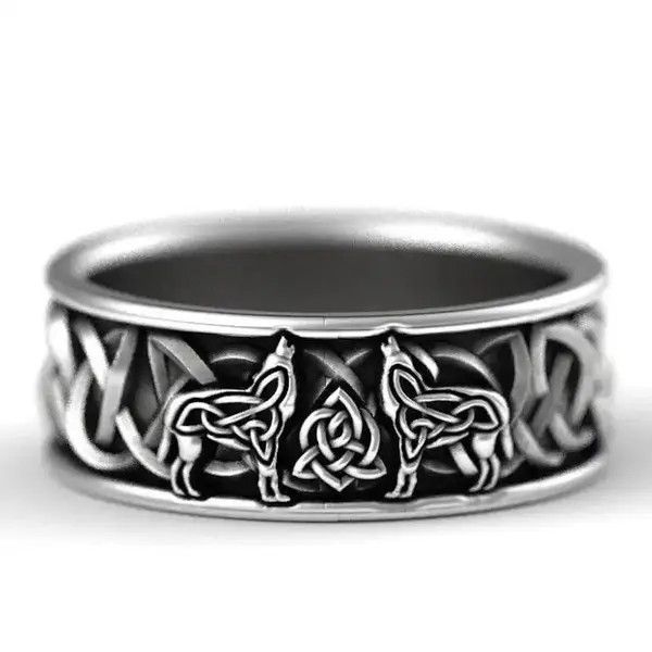 Vintage Viking Nordic Mythology Giant Wolf Rings (size 6-13) Size ONE SIZE - 1 Thumbnail