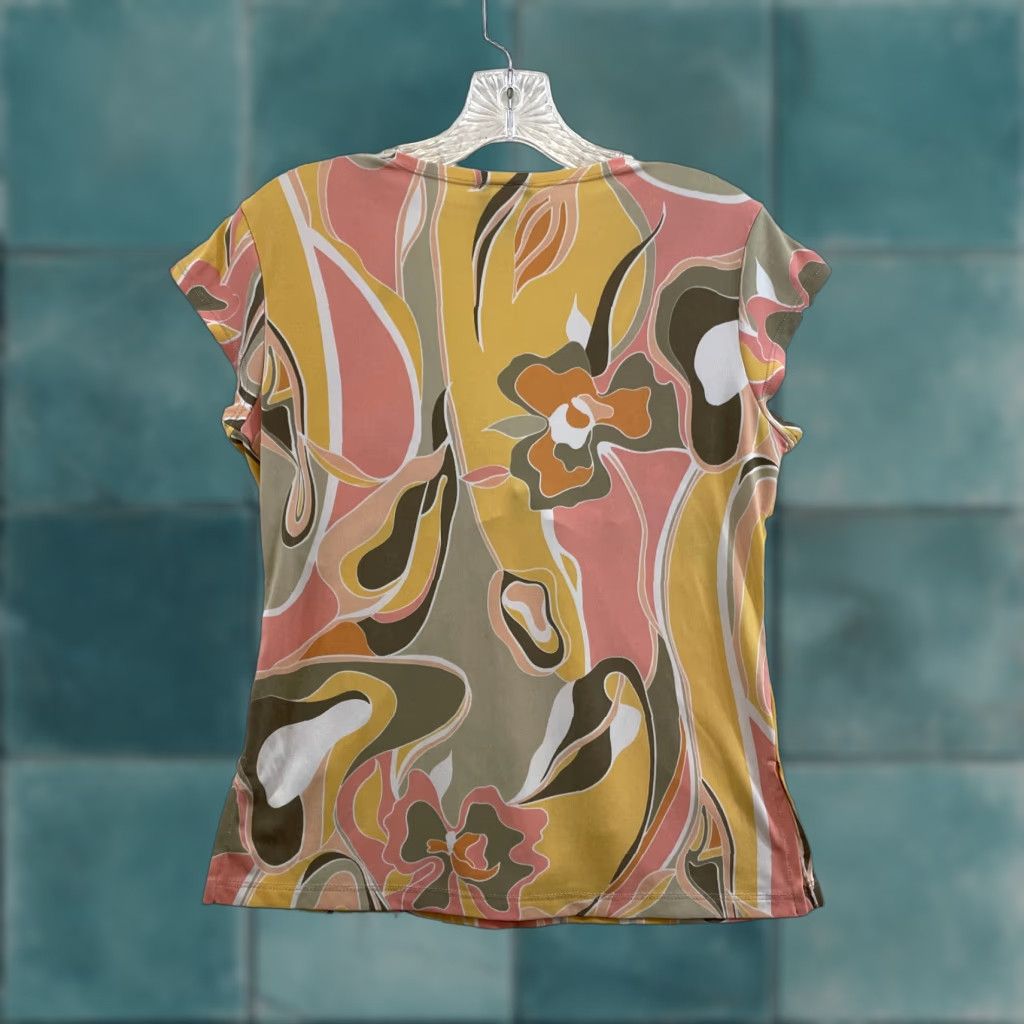 Etro VINTAGE 90s Y2K Top Groovy Psychedellic Retro 70s Pattern Shirt L Womens Pink Orange Slinky Casual B. Moss Size L / US 10 / IT 46 - 1 Thumbnail