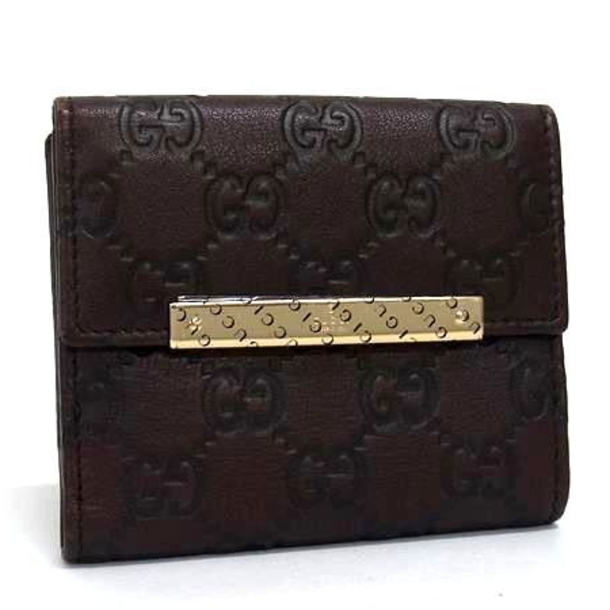 Gucci GUCCI Guccissima Bifold Wallet 112716 1147 Brown Leather Women's Size ONE SIZE - 1 Thumbnail