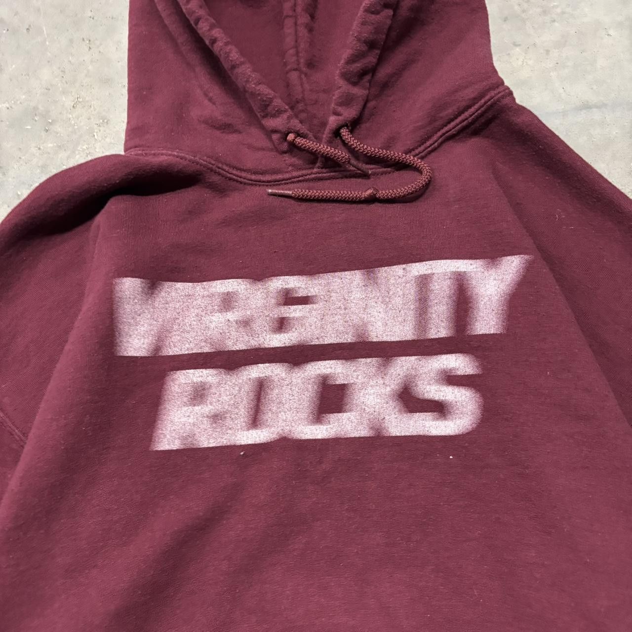 Japanese Brand × Vintage Crazy Vintage Y2K/2000s Burgundy Virginity Rocks Blurry Streetwear Funny Hoodie! Size US L / EU 52-54 / 3 - 5 Thumbnail