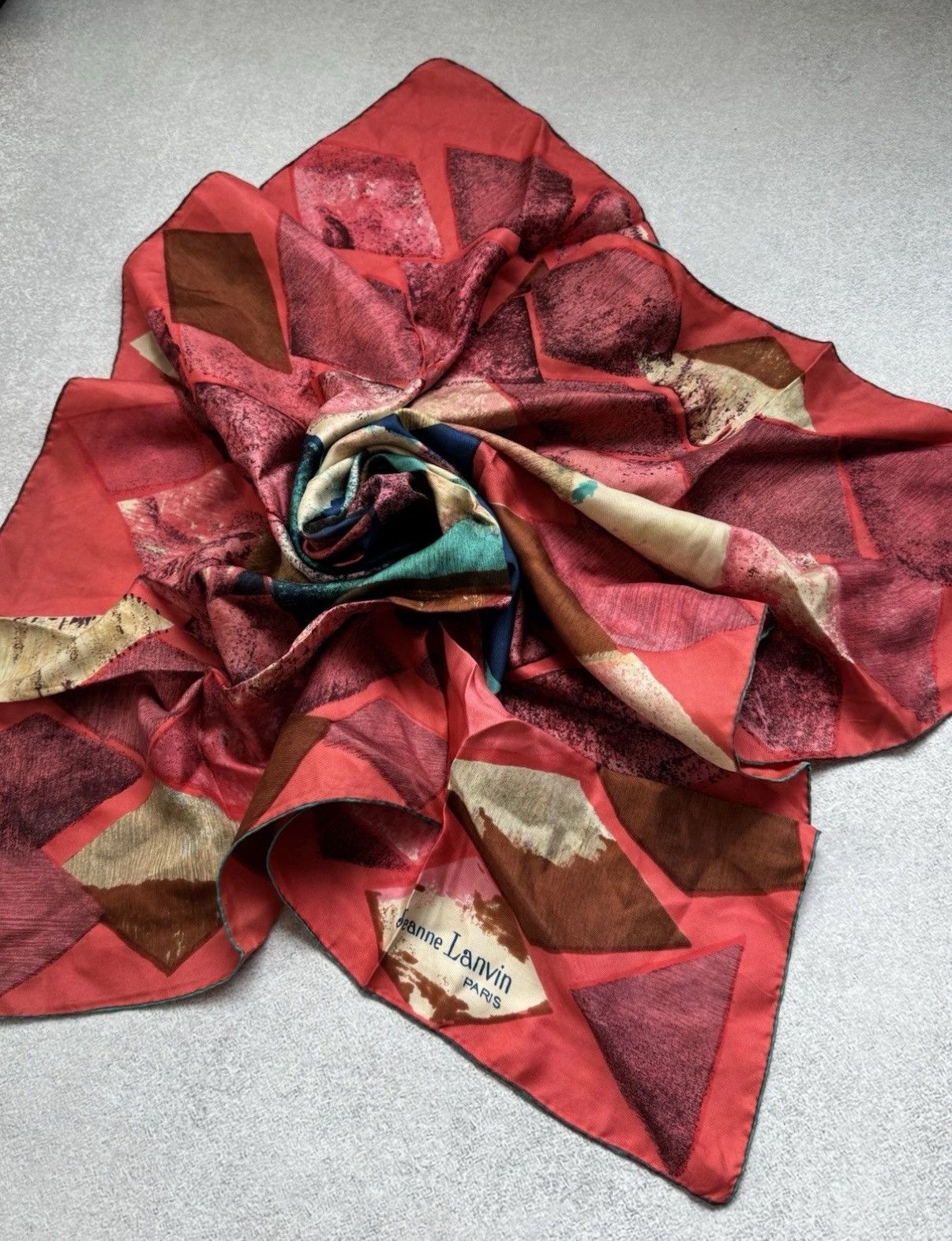 Lanvin JEANNE LANVIN Paris Rare Print Silk Handkerchief Scarf Size ONE SIZE - 5 Thumbnail