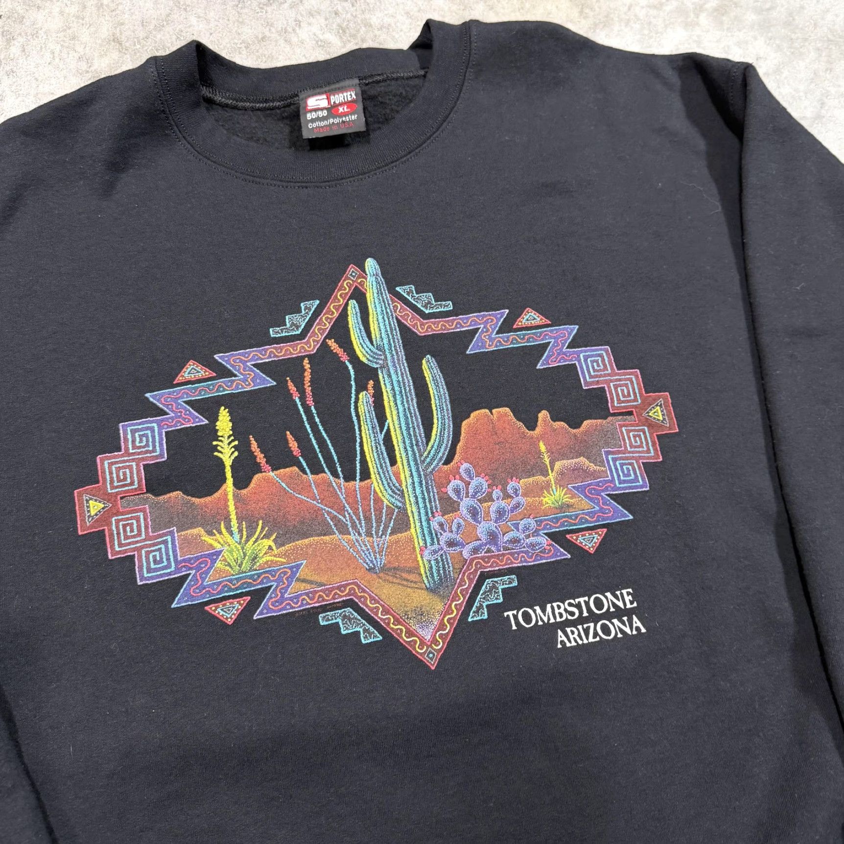 Vintage VINTAGE Portex Sweatshirt Mens XL Black Fleece Crewneck Tombstone Arizona 90s Size US XL / EU 56 / 4 - 2 Thumbnail