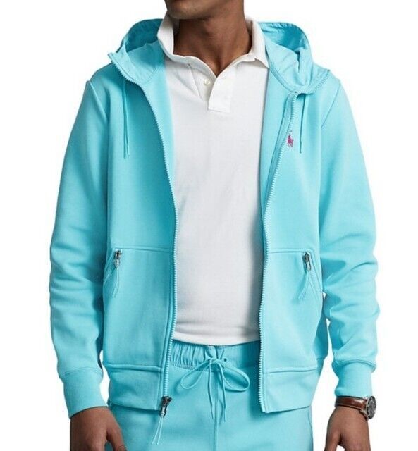 image of Polo Ralph Laurent Double Knit Hoodie Zip Jacket Blue Xl, Men's