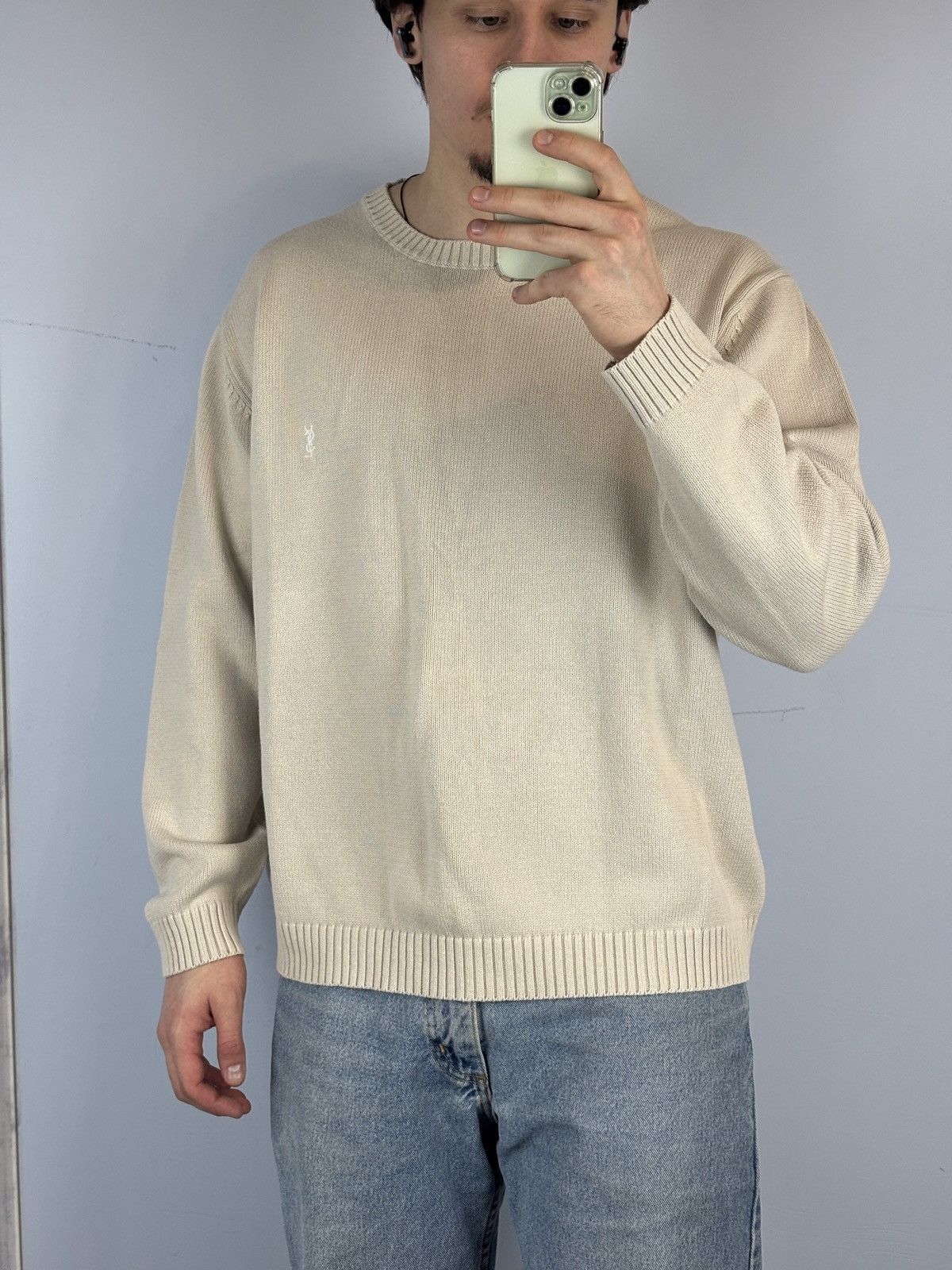Yves Saint Laurent Yves Saint Laurent YSL knit sweater beige mens rare y2k Size US XXL / EU 58 / 5 - 8 Thumbnail