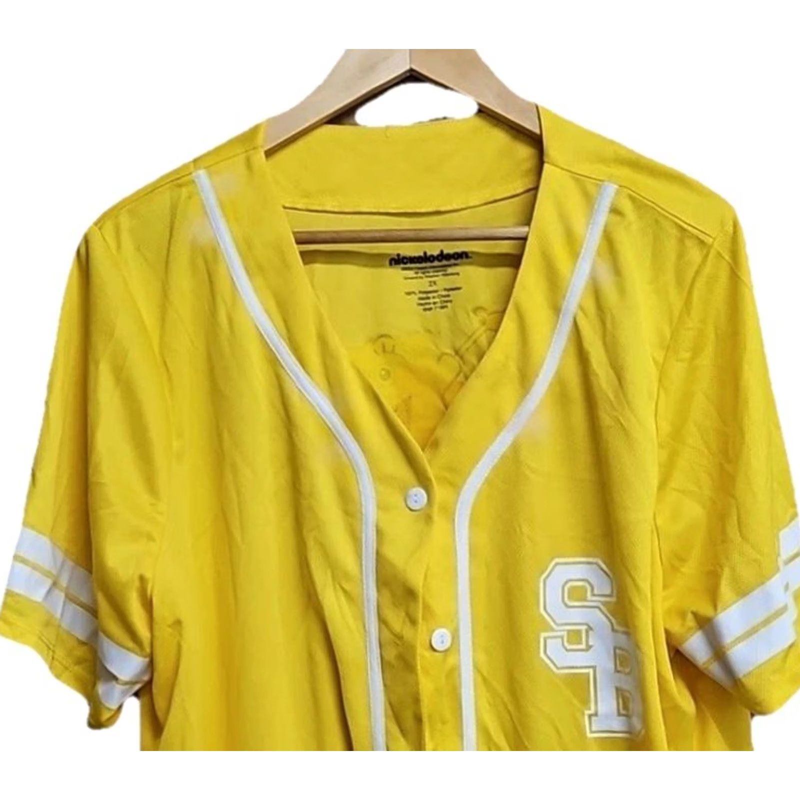 Nickelodeon Nickelodeon SpongeBob Baseball Jersey Shirt Mens 2XL Yellow Patrick Button Up Size US XXL / EU 58 / 5 - 4 Thumbnail