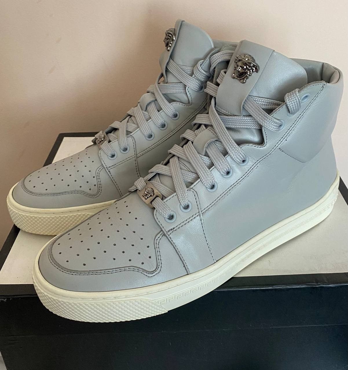 Versace Versace Men’s Gray Leather High Top Sneakers Size US 8 / EU 41 - 4 Thumbnail