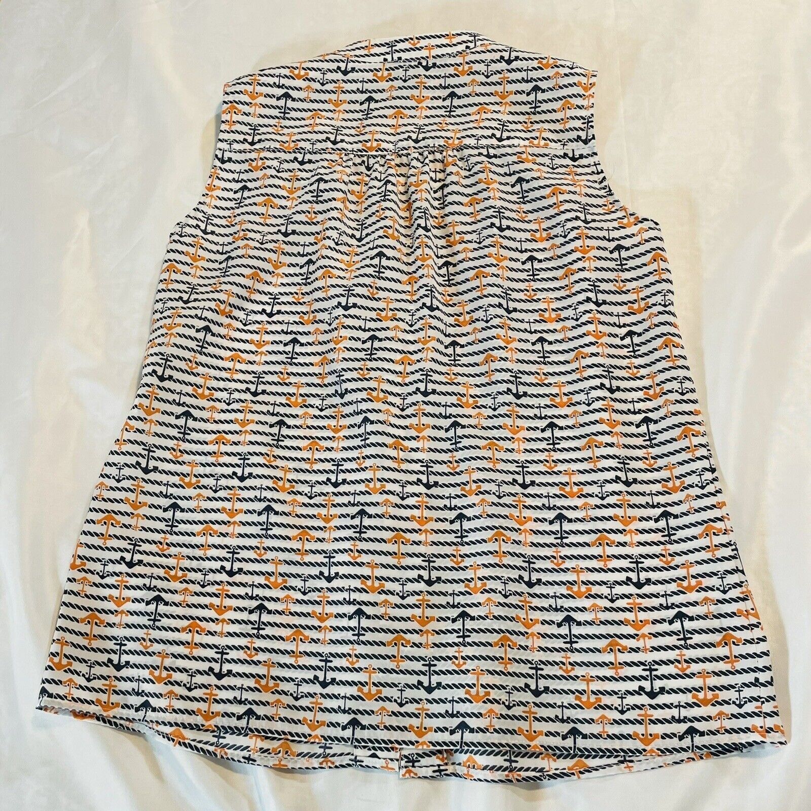 Nine West Nine West Womens 4 Blouse Tank Navy White Orange Anchors Lig Size S / US 4 / IT 40 - 3 Thumbnail