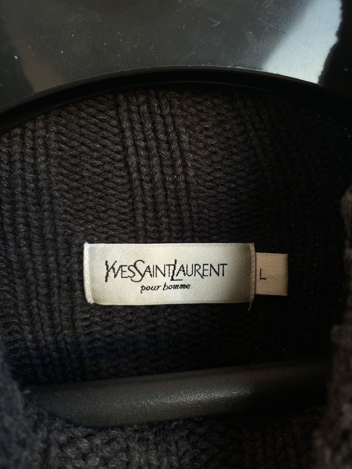 Yves Saint Laurent Thick YSL Sweater Turtleneck Black/Grey Size US L / EU 52-54 / 3 - 4 Thumbnail
