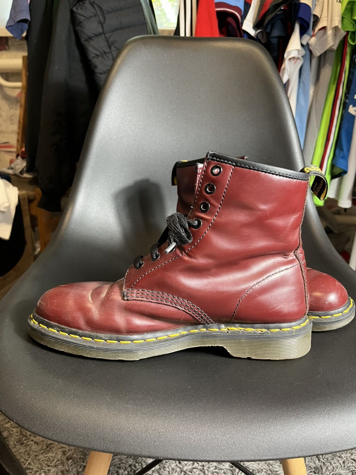 Dr. Martens VINTAGE DR MARTENS 1460 CHERRY RED LEATHER COMBAT BOOTS Size US 8 / EU 41 - 3 Thumbnail